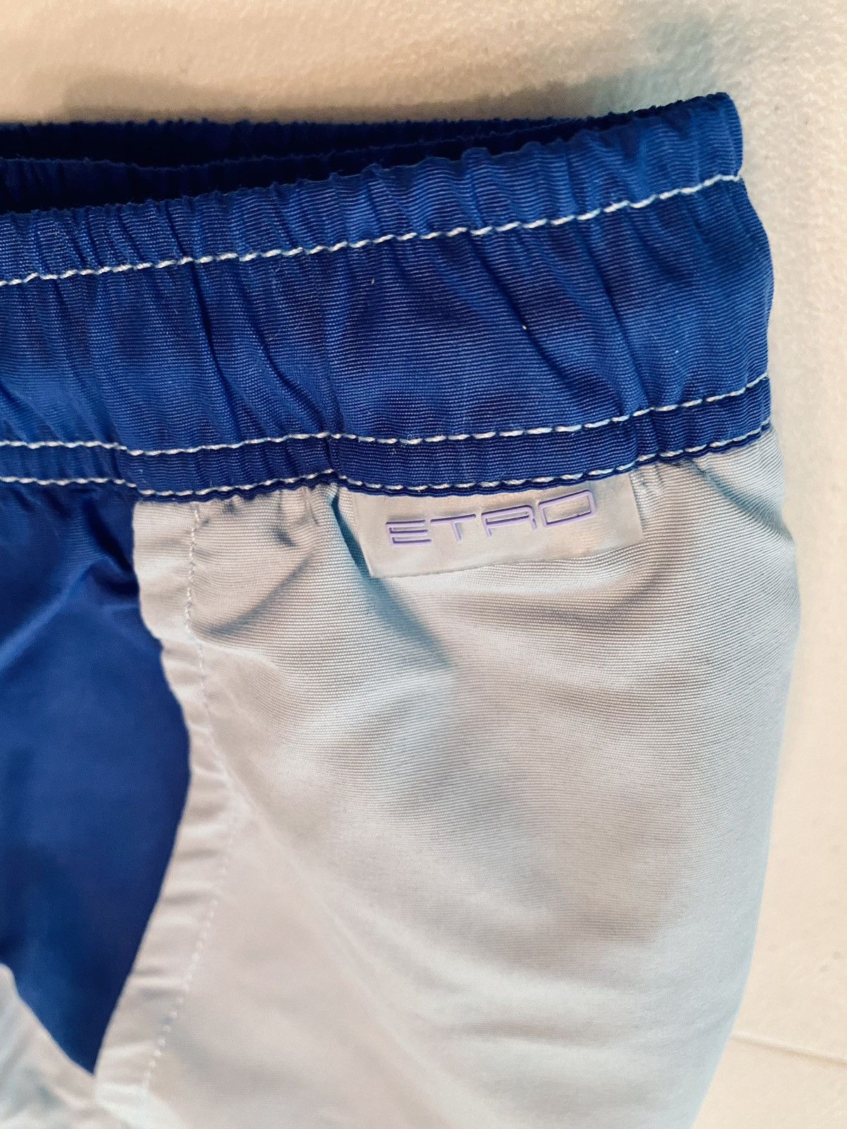 Etro Etro 🇮🇹 Milano Blue Contrast Block Pegaso Swimmers XL NWT Size US 37 - 9 Thumbnail