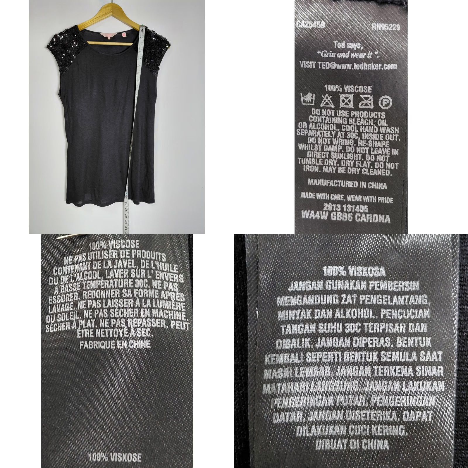 Ted Baker TED BAKER Sequin Shoulder Top Solid Knit Sleeveless Women Size 2 Size XS / US 0-2 / IT 36-38 - 8 Thumbnail