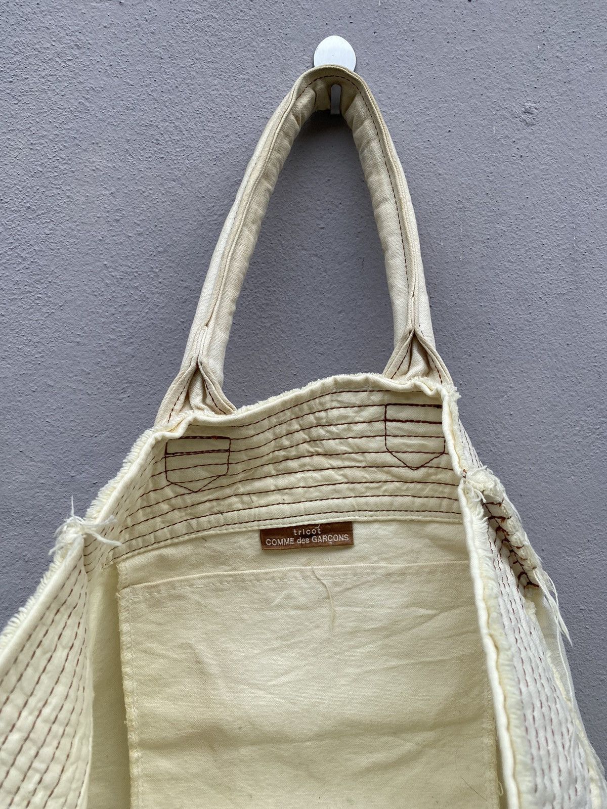 Comme des Garcons 🔥RARE🔥 Vintage CDG “tricot” Multi Stitches Duck Cotton Bag Size ONE SIZE - 3 Thumbnail