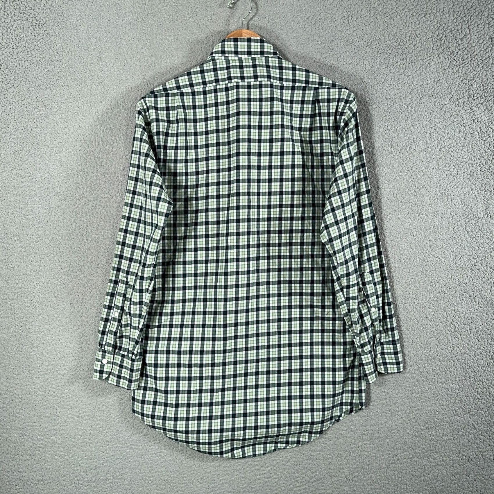 Sid Mashburn Sid Mashburn Spread collar Shirt Mens M Slim Plaid Green Poplin Cotton Linen Button-Up Casual Classic Preppy Images 90s? Size US M / EU 48-50 / 2 - 4 Thumbnail