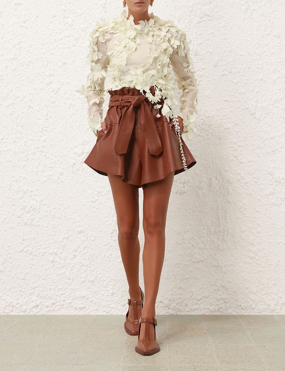Zimmermann oc11z0525 Harmony Leather Short in Brown Size 27" / US 4 / IT 40 - 2 Thumbnail
