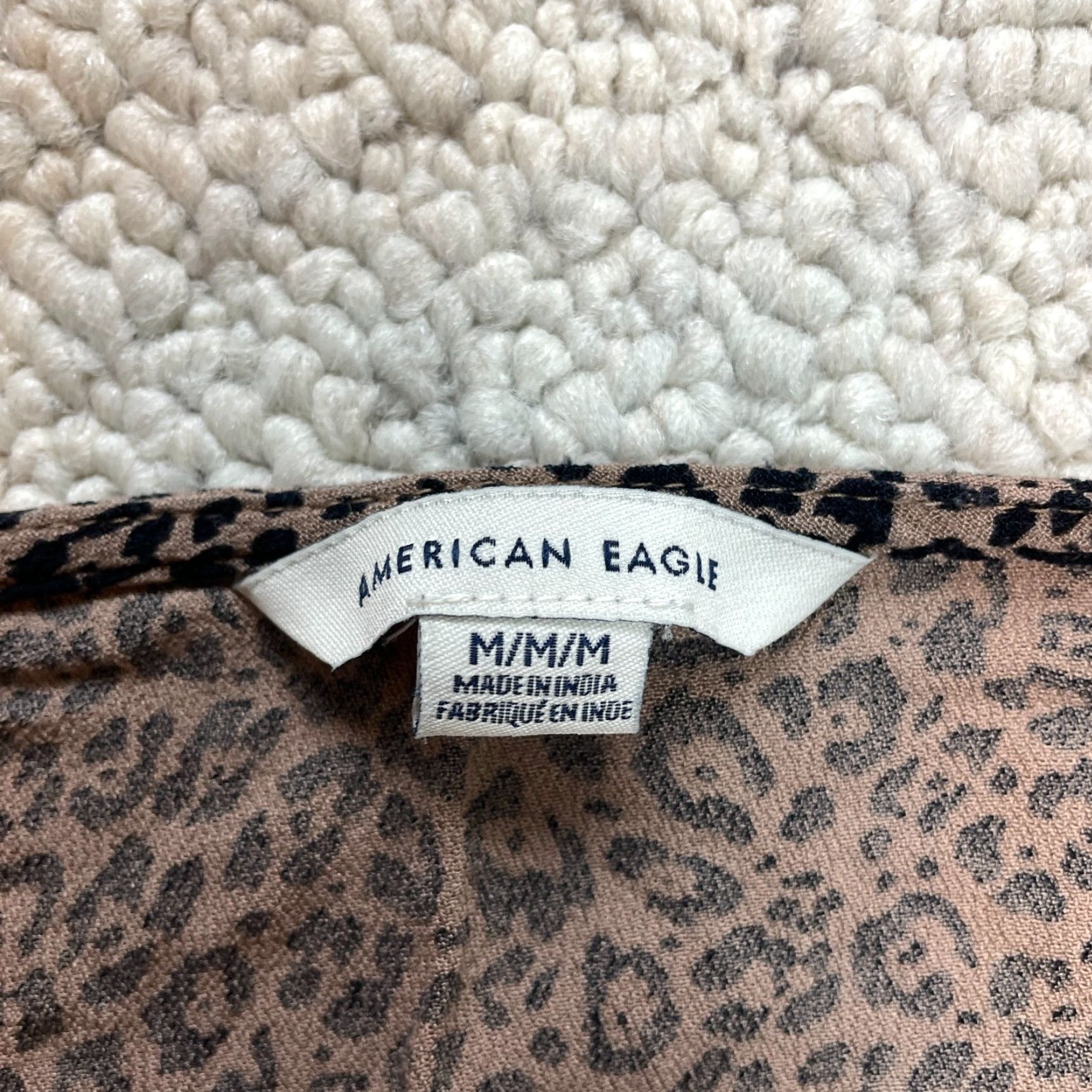 American Eagle Outfitters American Eagle Cropped Top Womens Medium Brown Leopard Print Flare Sleeve Knot Size M / US 6-8 / IT 42-44 - 3 Thumbnail