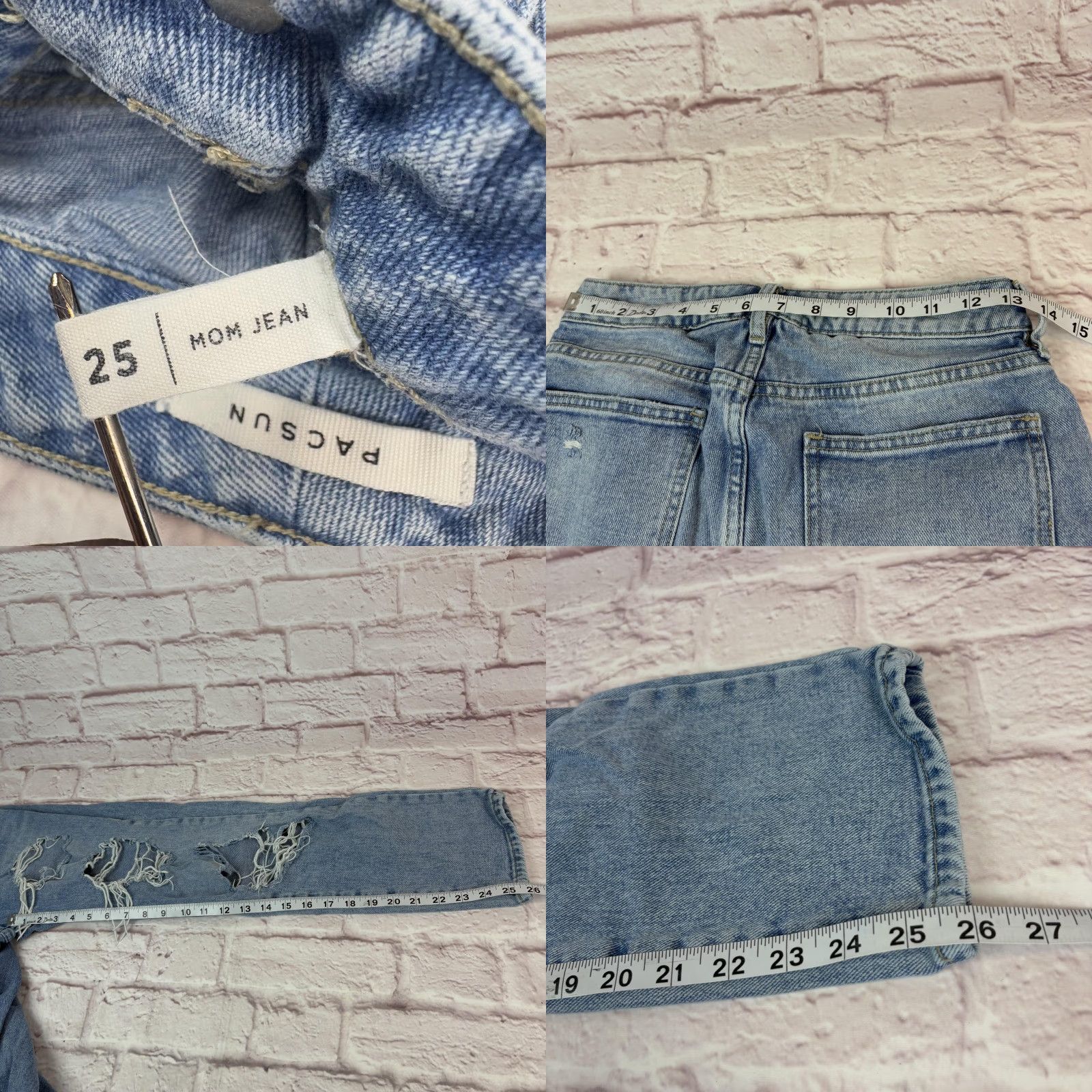 Pacsun VINTAGE? No, actually not vintage. PacSun Jeans Womens 25 Blue Mom Jean Distressed Ripped High Rise 26x26 Size 42" / US 20 - 8 Thumbnail