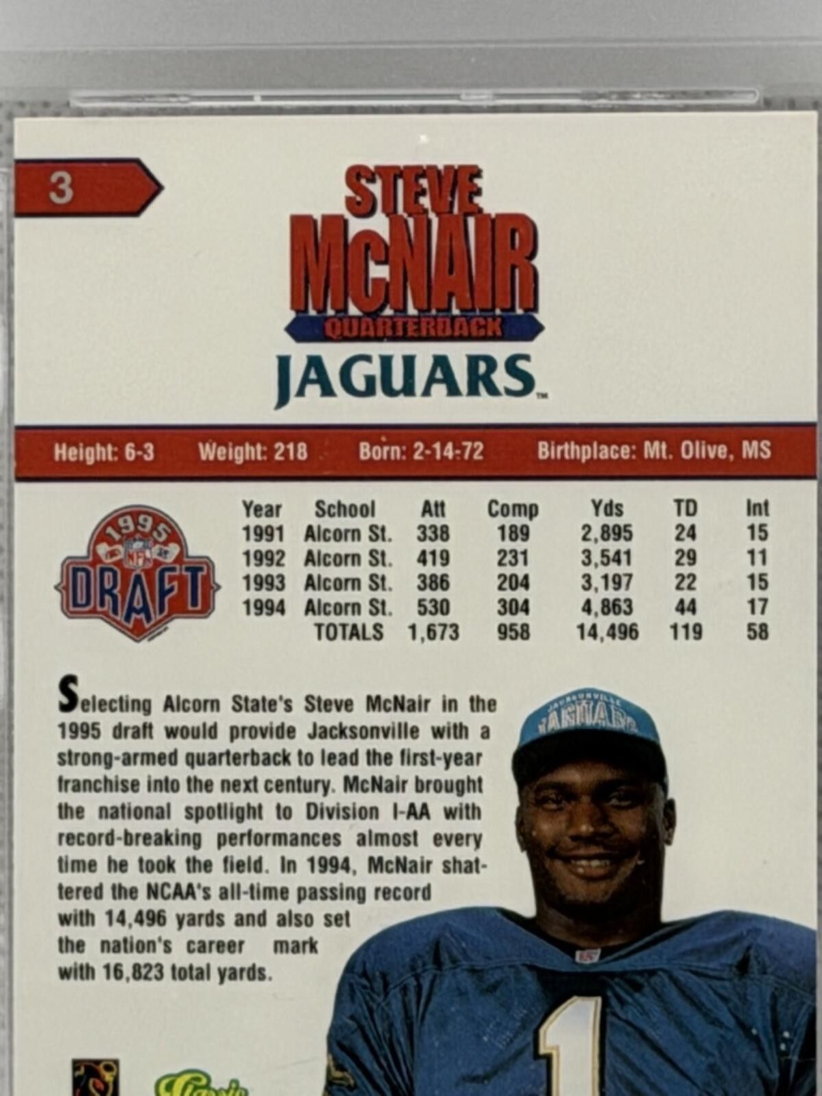 Marlboro Classics 1995 Classic Draft Day Prototype #3 Steve McNair Rookie Card Size ONE SIZE - 11 Thumbnail