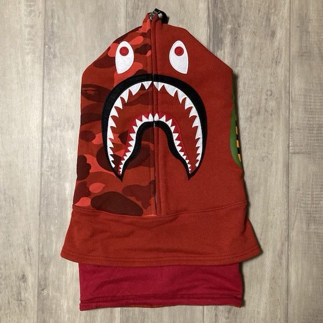 Bape BAPE SHARK HOODIE FACE MASK Neck Warmer Red Camo Size ONE SIZE - 1 Thumbnail