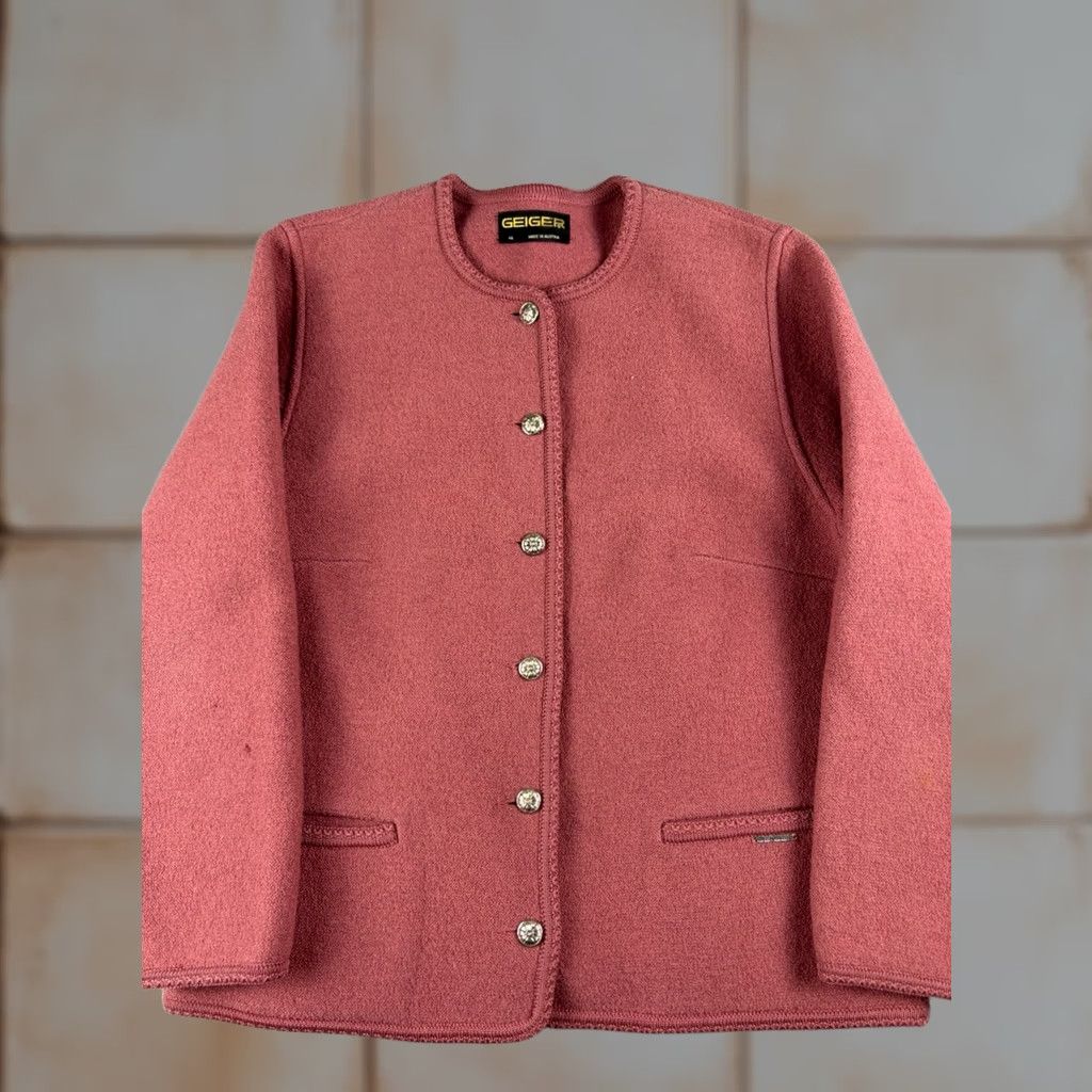 Vintage VINTAGE Geiger Cardigan Sweater Women’s Size 46 Pink Wool Knit Button Front Puff Sleeve Round Neck Casual Womens Size L / US 10 / IT 46 - 1 Thumbnail