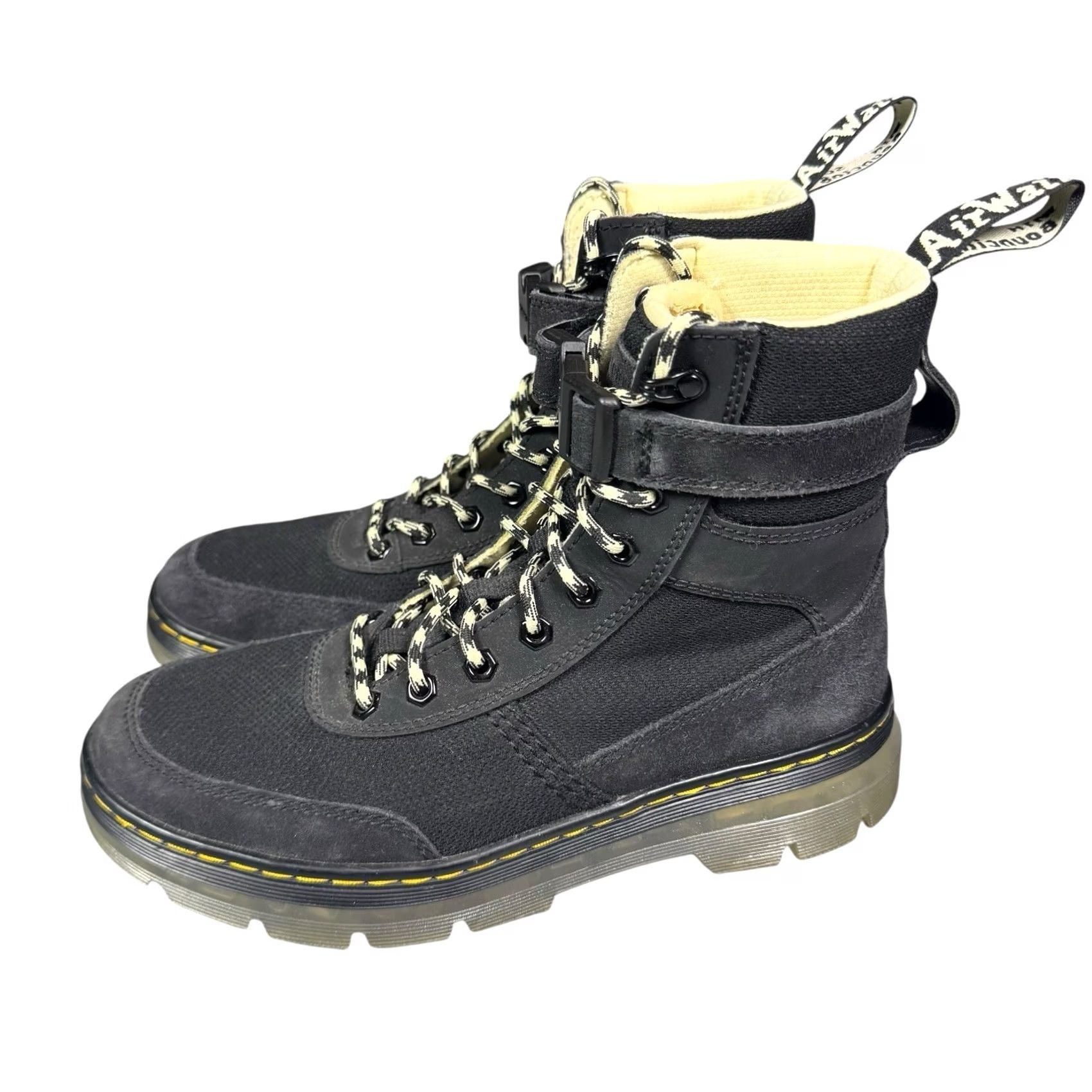 Dr. Martens Dr. Martens Combs Tech Combat Boots Black Canvas Suede Lace Up Unisex 8M/9L Size US 7 / EU 40 - 2 Thumbnail