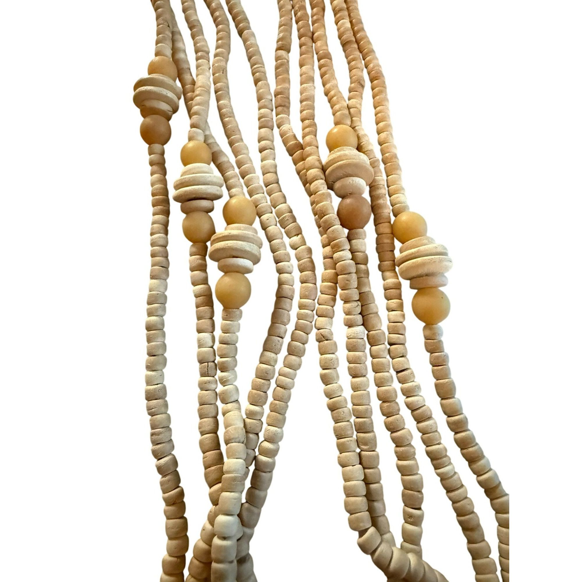 Other Handcrafted Multi-Strand Natural Beige Wooden Boho Beaded Ne Size ONE SIZE - 2 Thumbnail