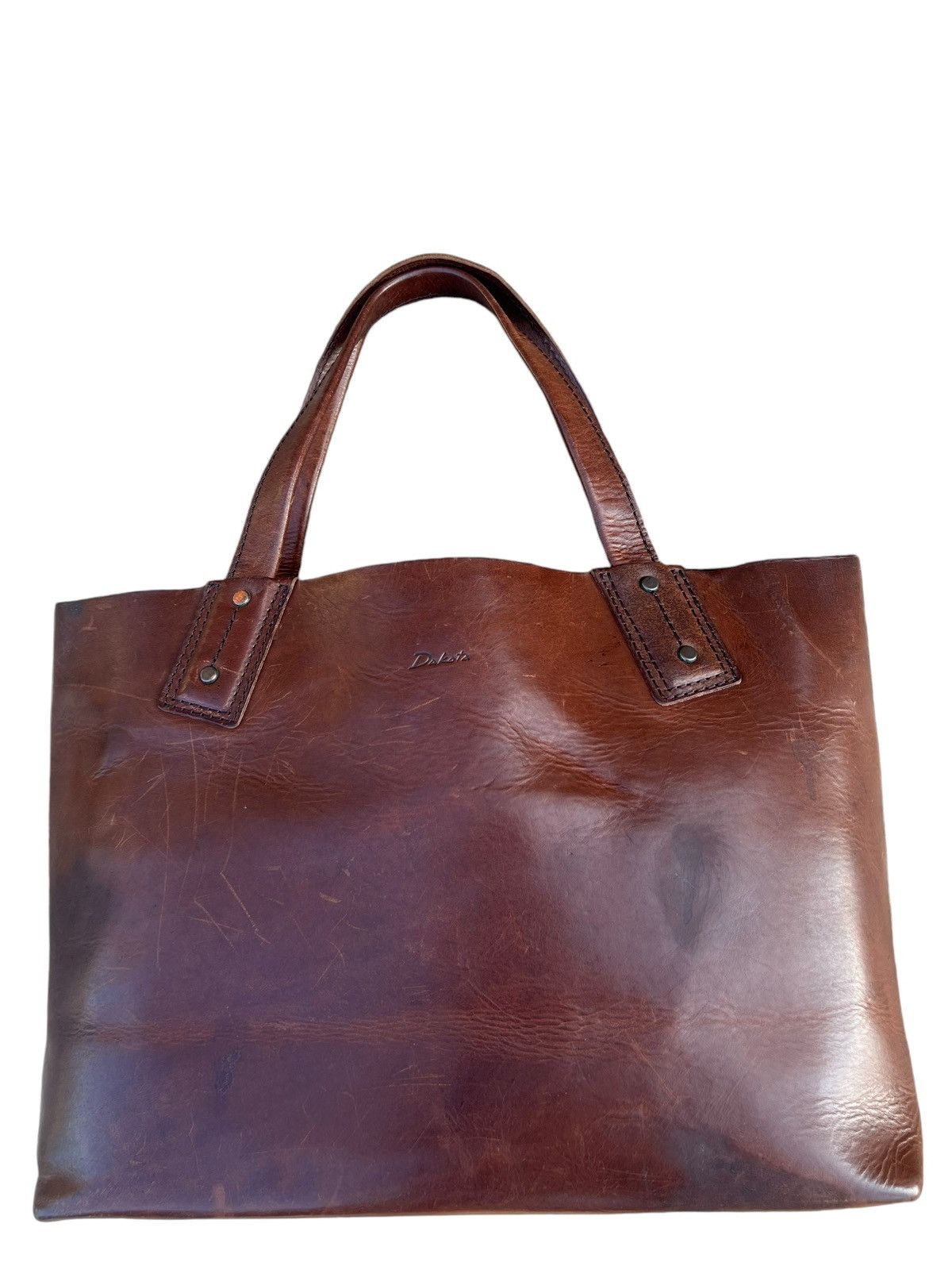 Japanese Brand × Leather Vintage DAKOTA Japan Patina Solid Leather Tote Bag Size ONE SIZE - 7 Thumbnail