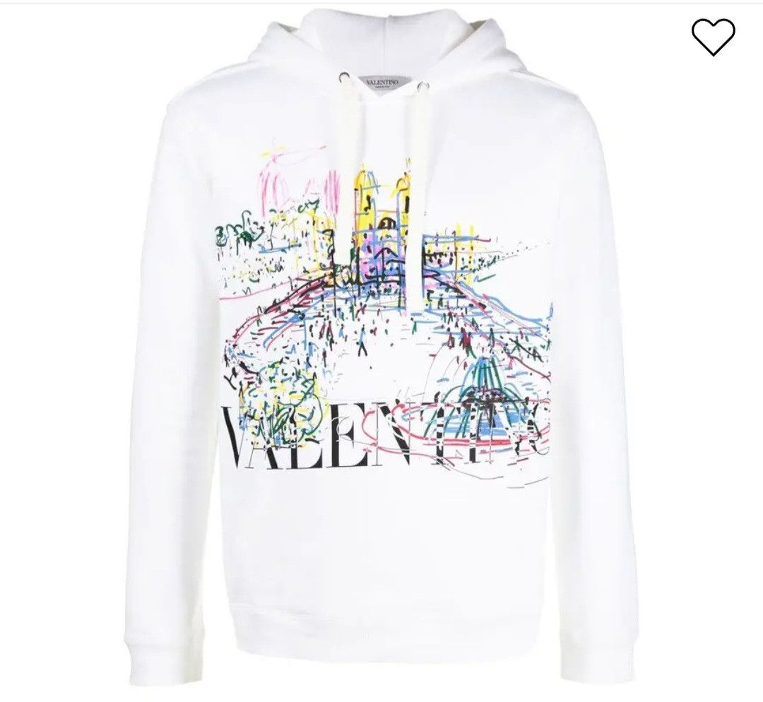 Valentino Valentino White Roman Sketches Hoodie XL Size US XL / EU 56 / 4 - 5 Thumbnail