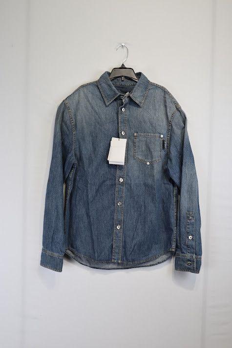 image of Bottega Veneta O1Rshd1 Orignal Light Denim Shirt In Indigo, Men's (Size Small)