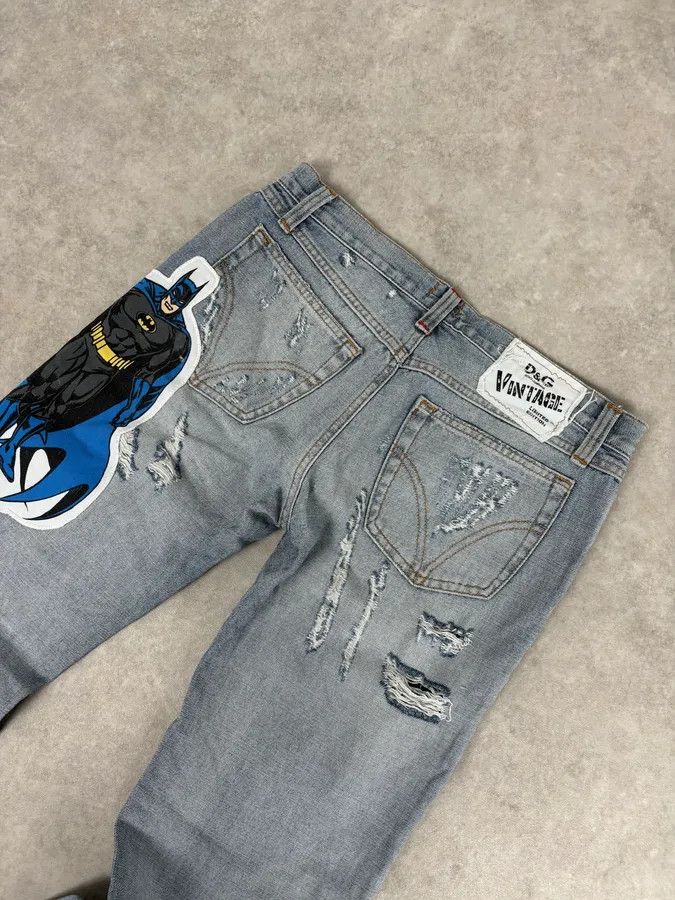 Dolce & Gabbana AW2005 Dolce & Gabbana Grey Denim Batman Graphic Distressed Jeans Size US 32 / EU 48 - 8 Thumbnail