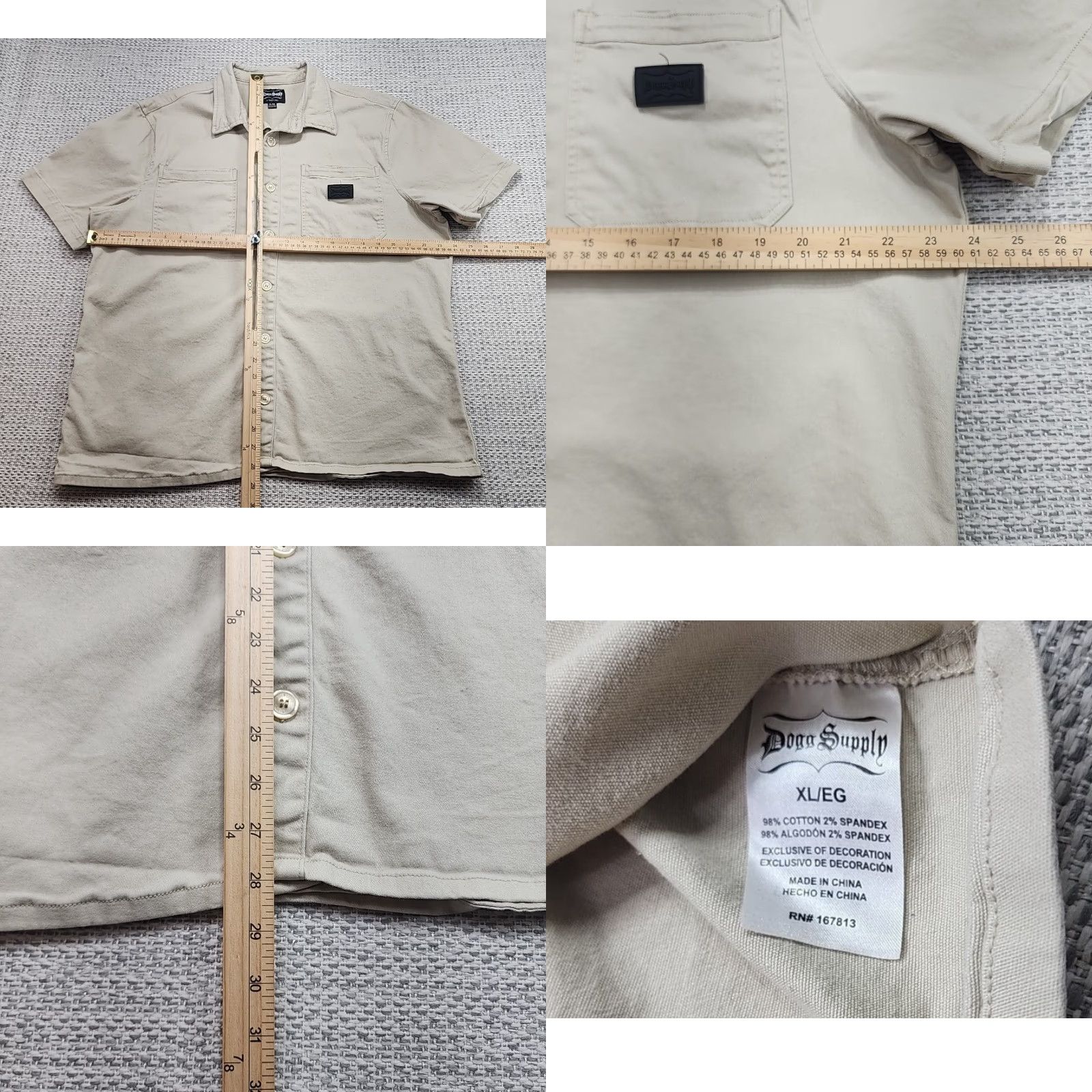 Vintage Snoop Dogg Shirt Mens XL Button-Up Short Sleeve Heavy Cotton Hip Hop Dogg Supply By Snoop Dogg Beige Solid 90s California USA Gangsta Casual Size US XL / EU 56 / 4 - 8 Thumbnail