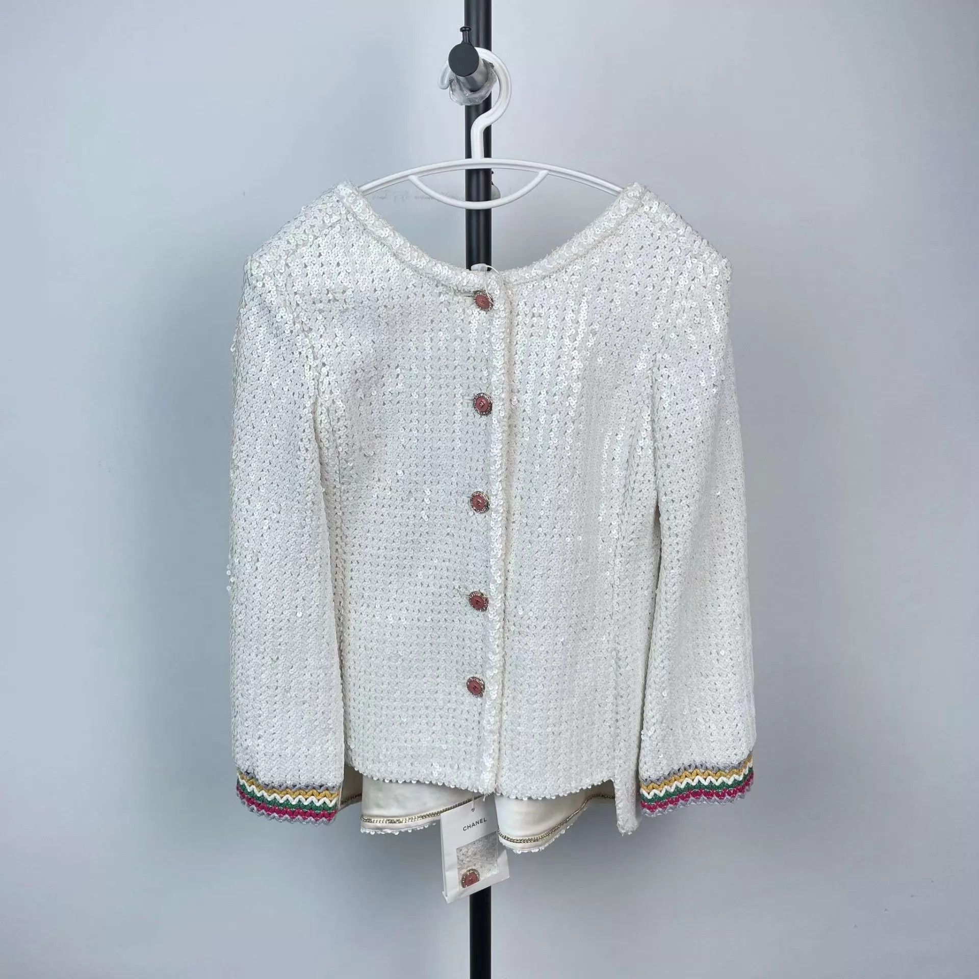 Chanel Chanel New Sequin Padded White Jacket 36 Size XS / US 0-2 / IT 36-38 - 1 Thumbnail