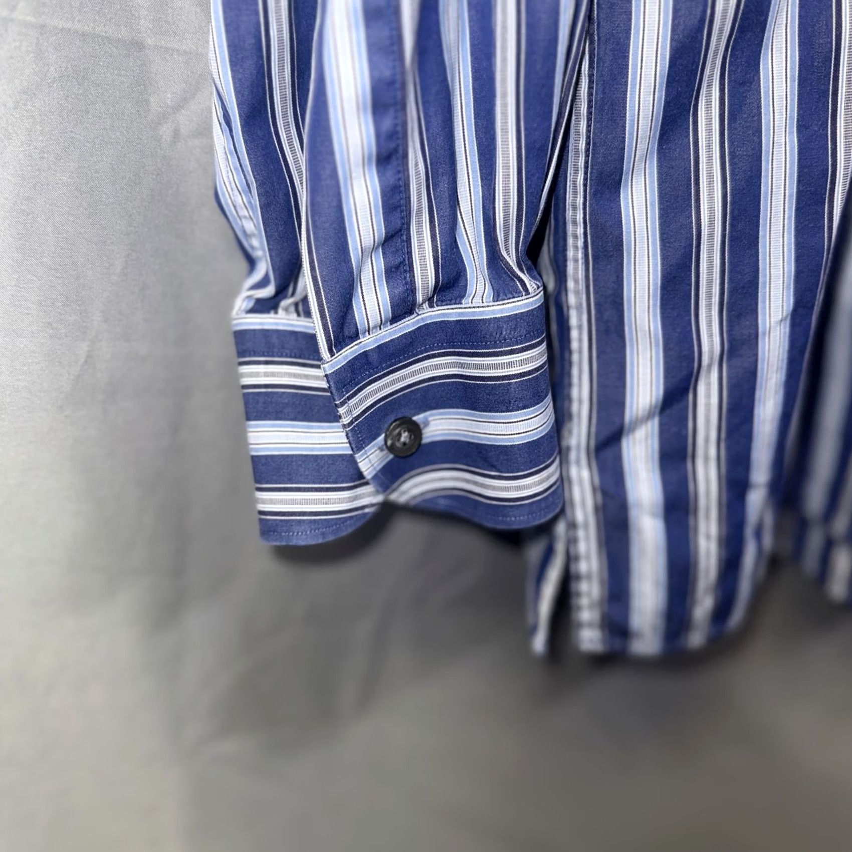 Ermenegildo Zegna Ermenegildo Zegna Shirt Mens Large Blue White Striped Button Down Dress Shirt Size 42R - 5 Thumbnail