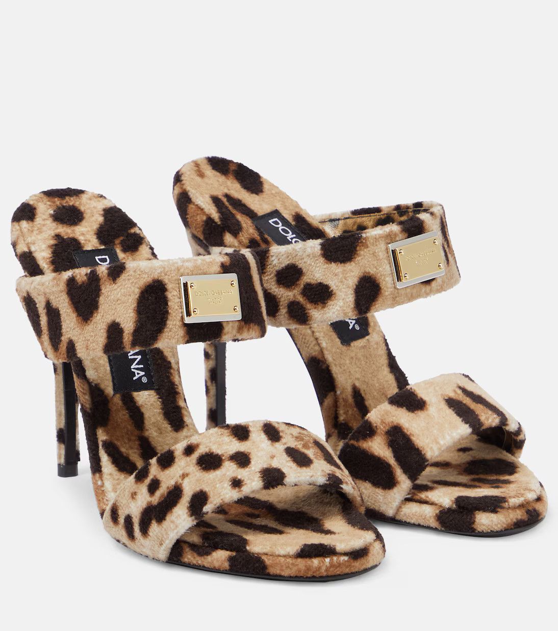 Dolce & Gabbana o1y0925 Velvet Stiletto Heel Slippers in Brown/Black Size US 10.5 / IT 40.5 - 1 Thumbnail