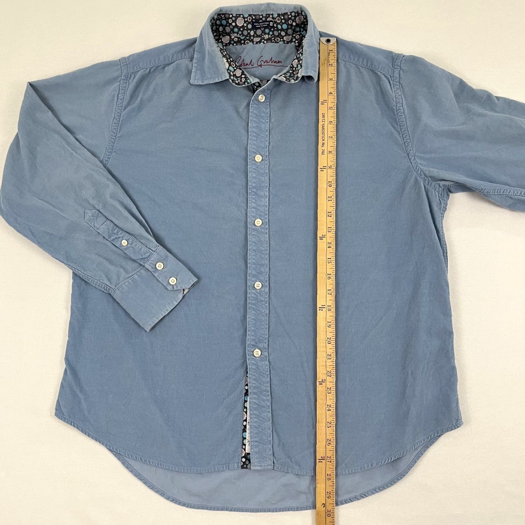 Robert Graham VINTAGE Robert Graham Shirt Men XL Blue Corduroy Button Up Preppy Casual Cotton L/S (Fair Condition) Size US XL / EU 56 / 4 - 3 Thumbnail