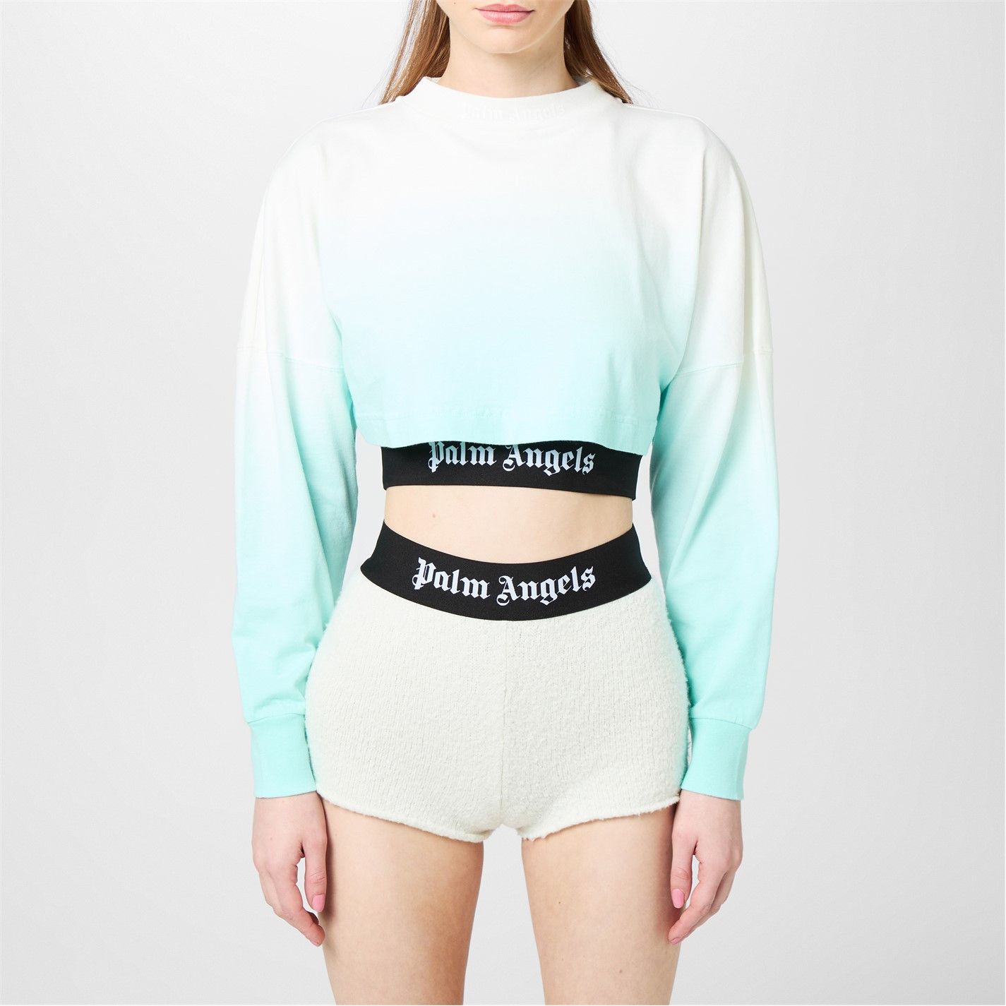 Palm Angels o1g2r1mq0325 Gradient Cropped Overlogo T-Shirt in Light Blue Size XL / US 12-14 / IT 48-50 - 3 Thumbnail