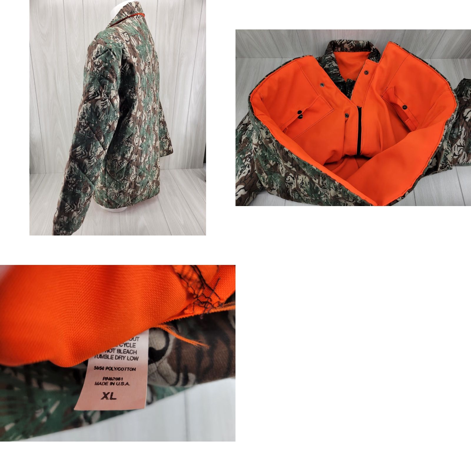 Vintage VINTAGE Pine Woods Natural Camo Blaze Orange Jacket USA Size XL Men Parka jacket Size US XL / EU 56 / 4 - 8 Thumbnail