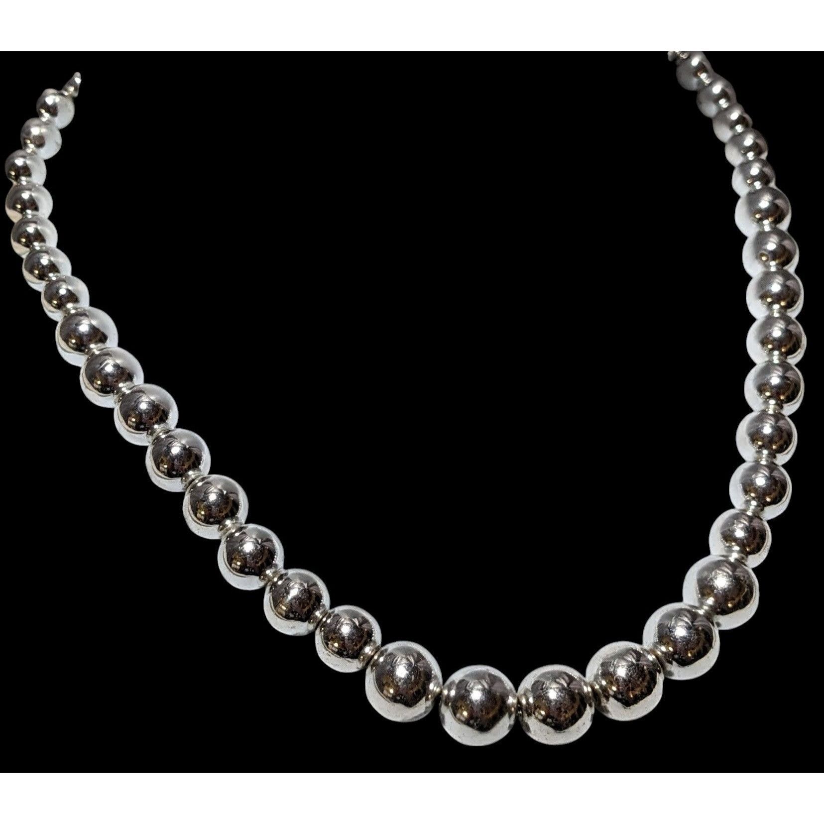 Other Metallic Silver Graduated Beaded Necklace Size ONE SIZE - 3 Thumbnail