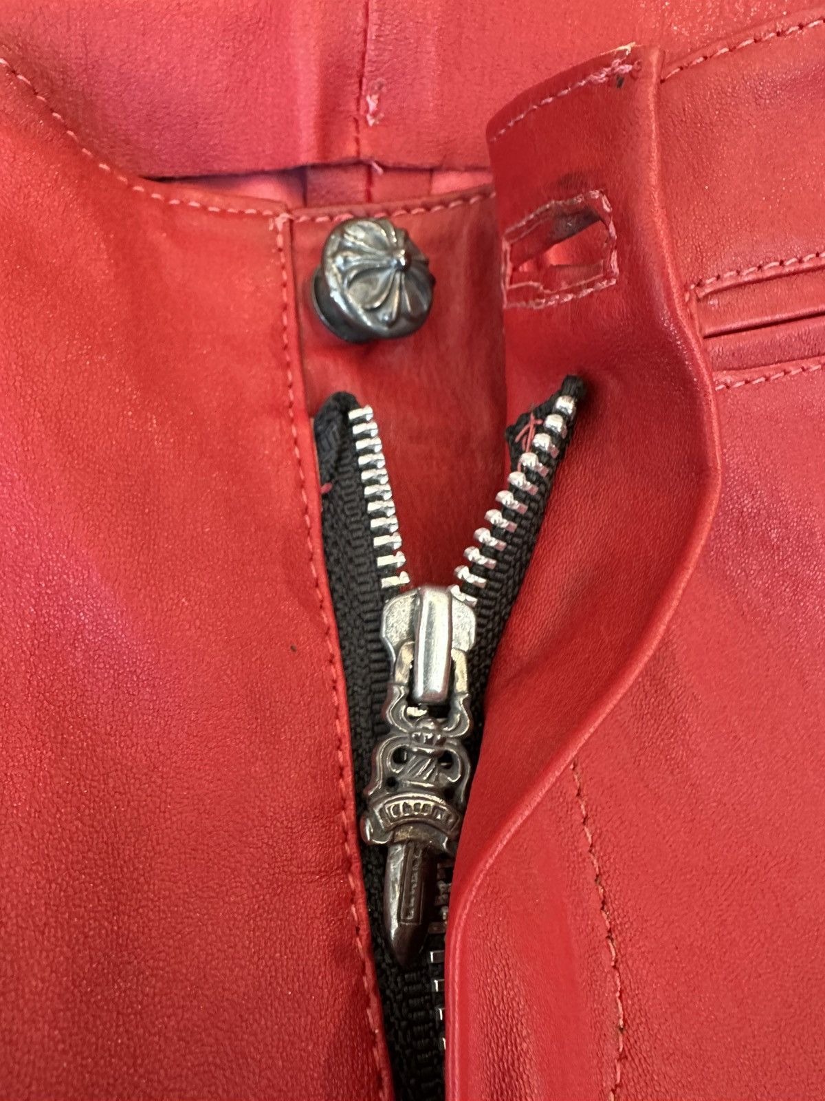 Chrome Hearts CHROME HEARTS RED LEATHER SZ 26-27 Size 25" / US 0 / IT 36 - 4 Thumbnail