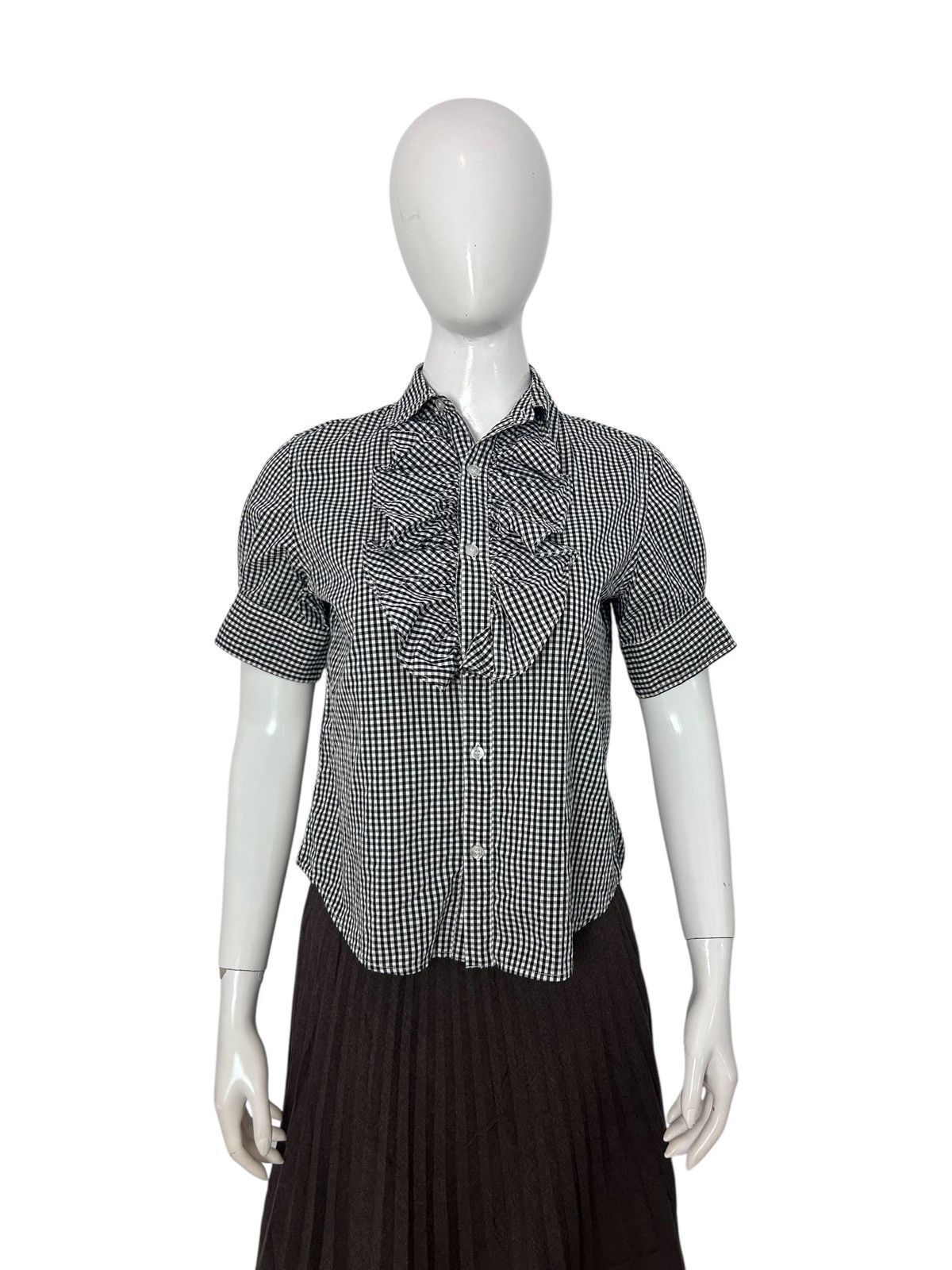 Beams Plus Beams Boy Gingham Check Ruffle Short Sleeve Shirt Size M / US 6-8 / IT 42-44 - 1 Thumbnail