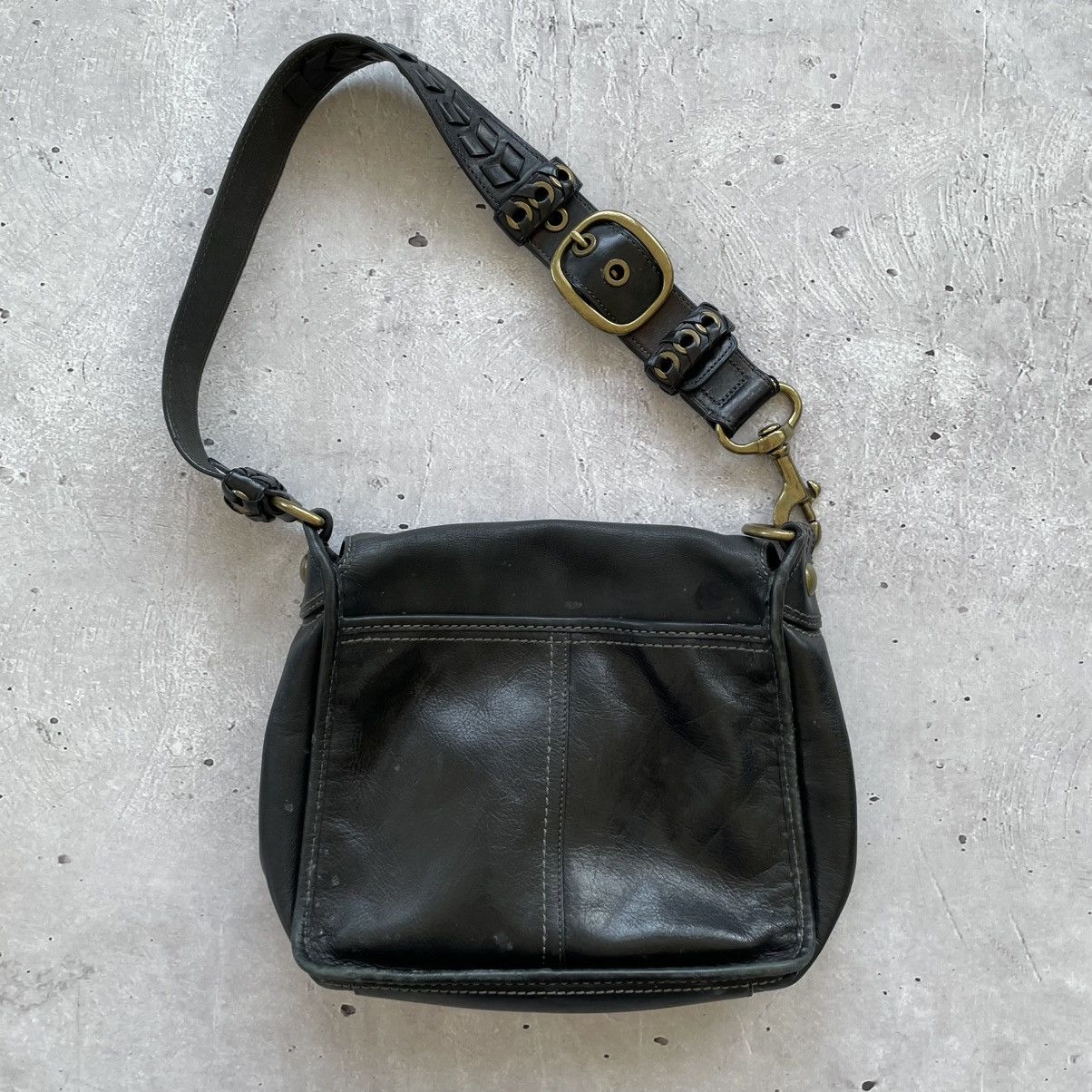 Vintage Coach Black Canvas Leather Flap Strap Shoulder Bag 11434 Size ONE SIZE - 5 Thumbnail
