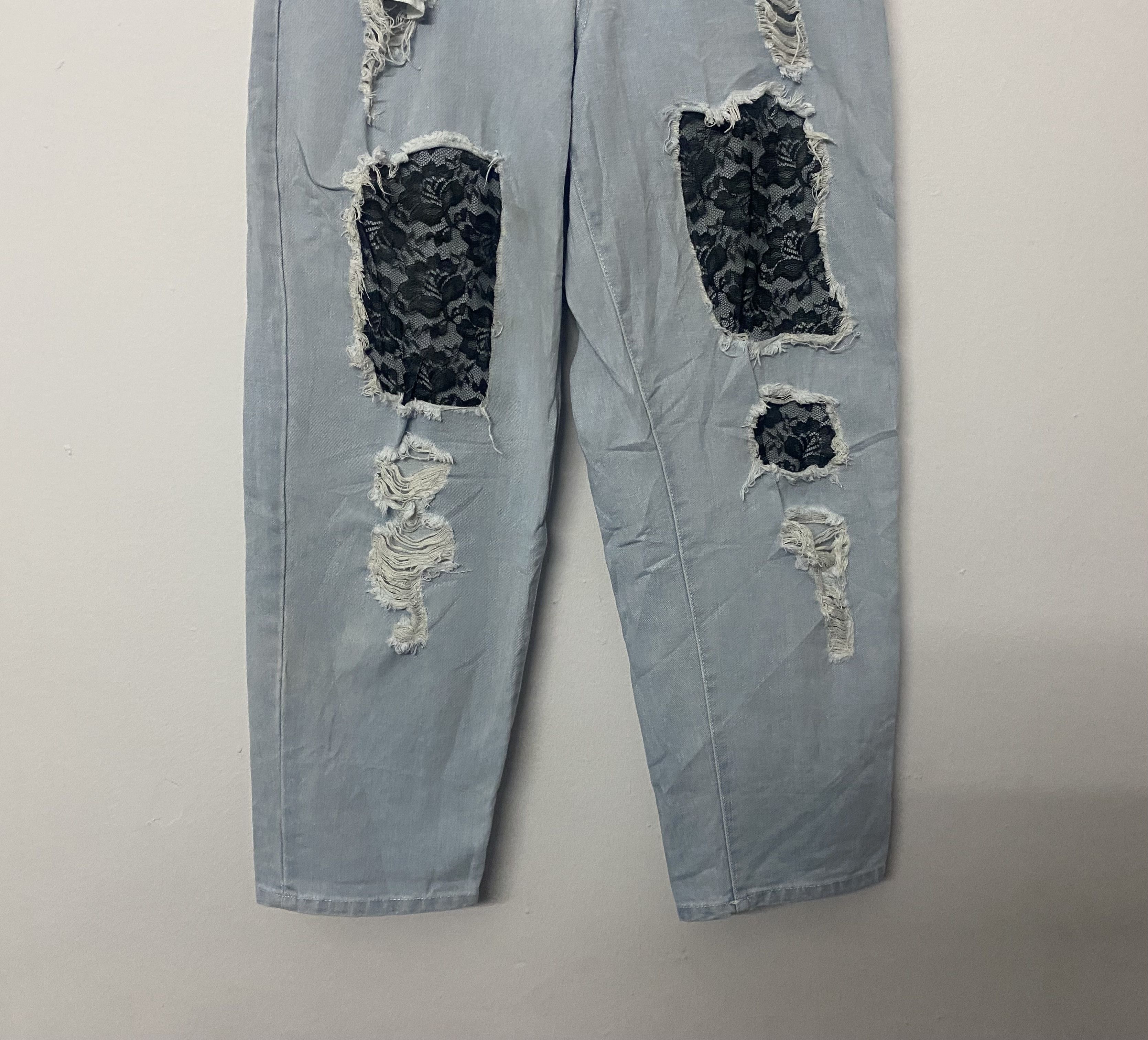 George Vintage George Patchwork Distressed Light Blue Jeans Size US 31 - 5 Thumbnail