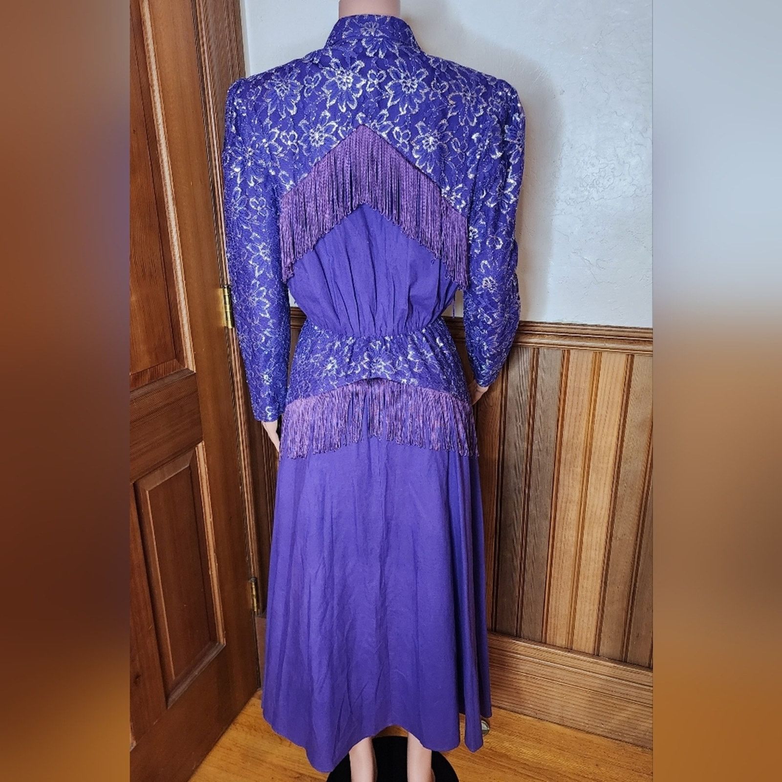 Other Lilia Smith Purple Lace Fringe Western Vintage Dress 13/14 Size M / US 6-8 / IT 42-44 - 4 Thumbnail