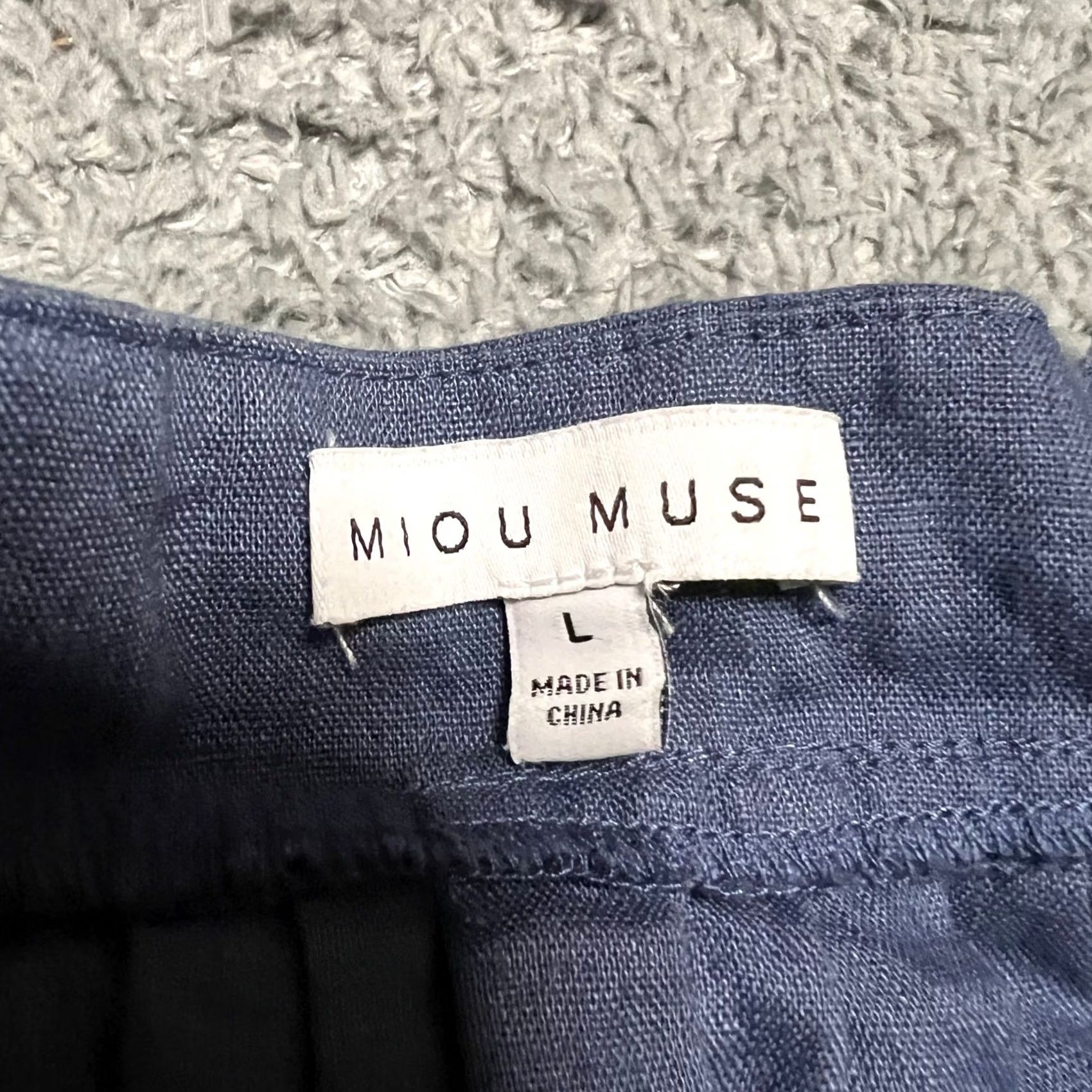 Vintage Miou Muse Dress Womens Large Blue Mini Linen Pockets Size L / US 10 / IT 46 - 7 Thumbnail