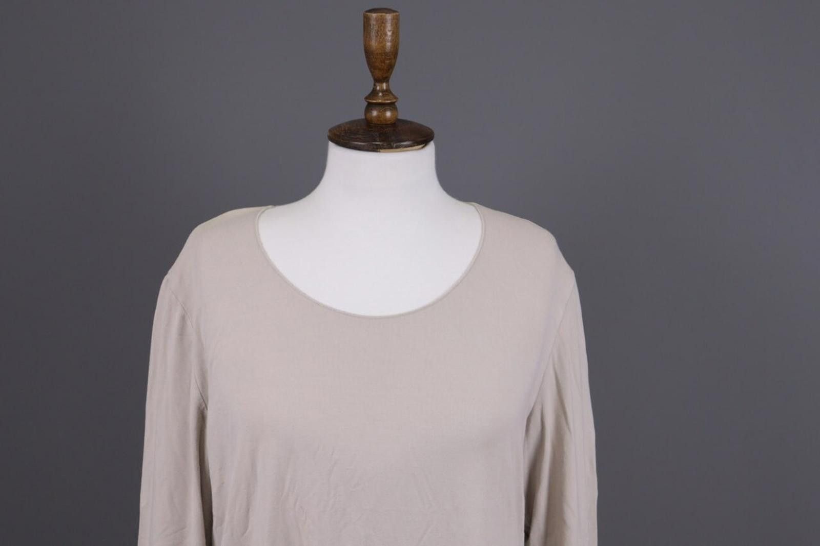Oscar De La Renta Oska Beige Lagenlook Relaxed Pullover Long Sleeve Top Size 4 Size S / US 4 / IT 40 - 2 Thumbnail