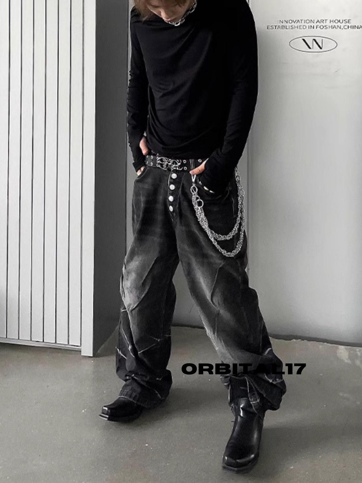 Vintage Black Baggy Flare Denim Jeans Size US 32 / EU 48 - 2 Thumbnail
