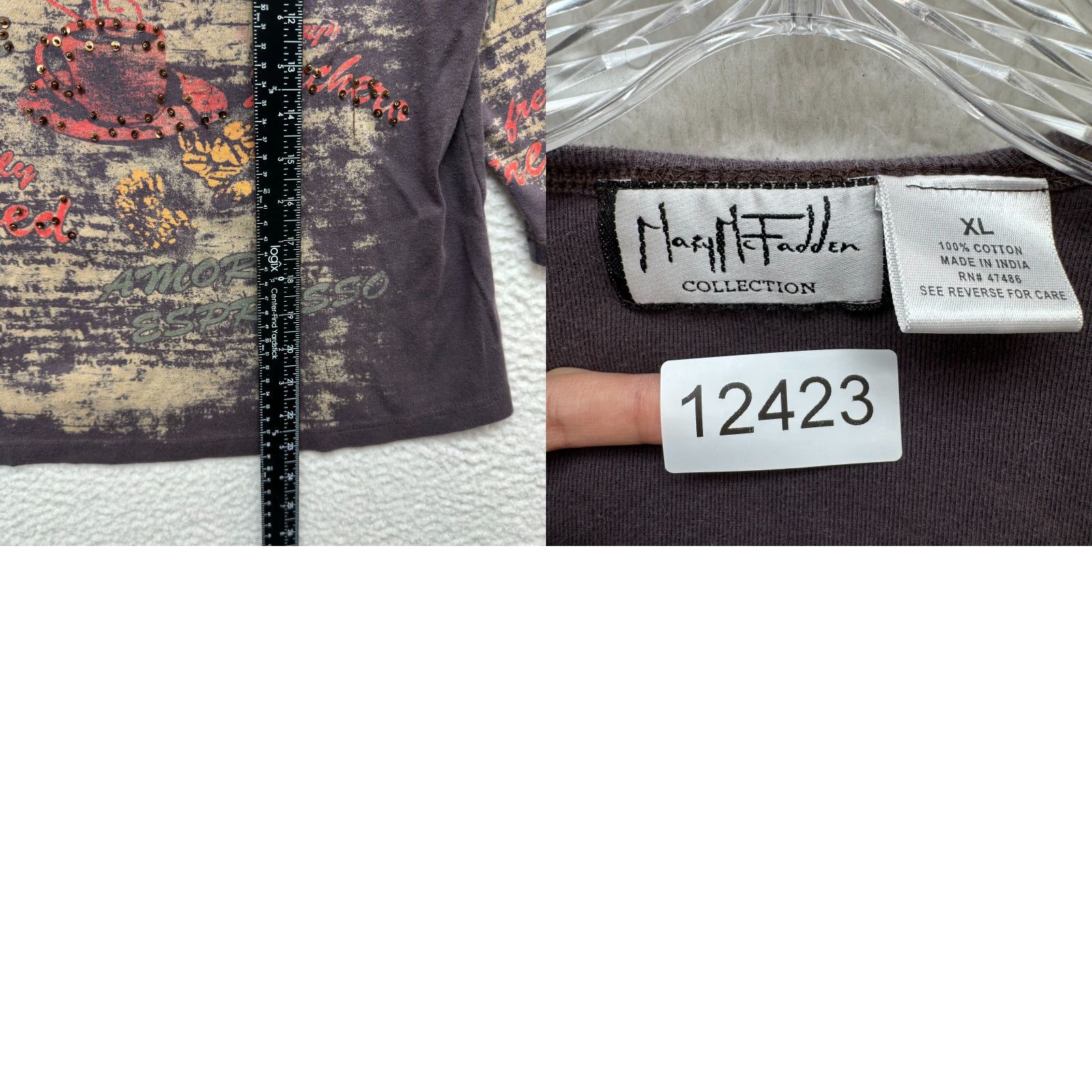 Mary McFadden VINTAGE Y2K Mary McFadden Shirt XL Brown Sequin Cappuccino Boho Fairy Grunge Western Womens Size XL / US 12-14 / IT 48-50 - 8 Thumbnail