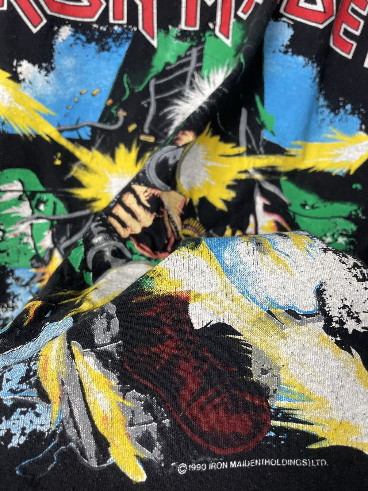 Vintage Iron Maiden ‘Shoot That Fukker’ 1990 Og Vintage Band Tee Size US XL / EU 56 / 4 - 3 Thumbnail