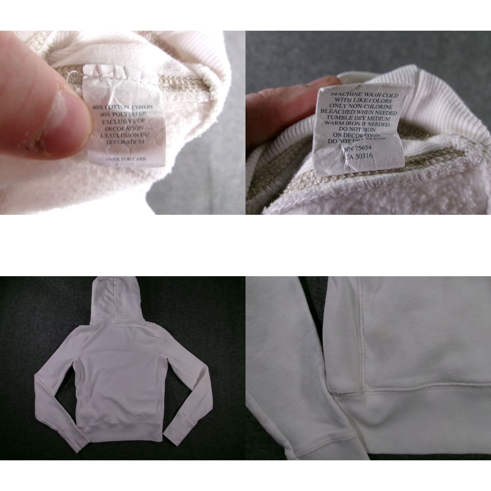 Abercrombie & Fitch Abercrombie and Fitch Hoodie Womens L White Logo Kangaroo Pocket Pullover Size L / US 10 / IT 46 - 8 Thumbnail