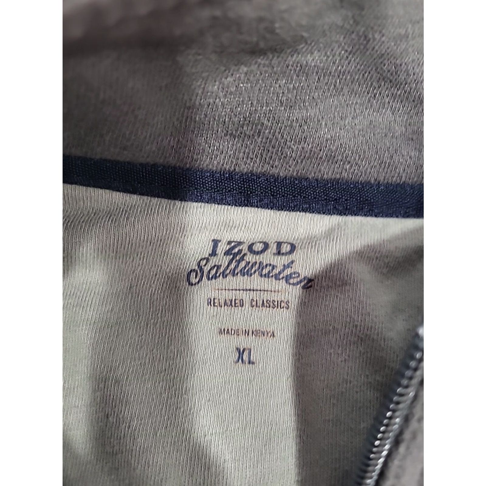 Izod IZOD Saltwater Pullover Sweater 1/4 Zip Gray XL Cotton Knit Relaxed Classic Mens Size US XL / EU 56 / 4 - 3 Thumbnail