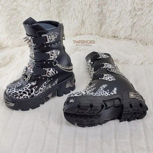 Alexander Wang Anthony Wang Dreamz Punk Goth 2.5" Platform Ankle Boots Leop Size US 6 / IT 36 - 8 Thumbnail