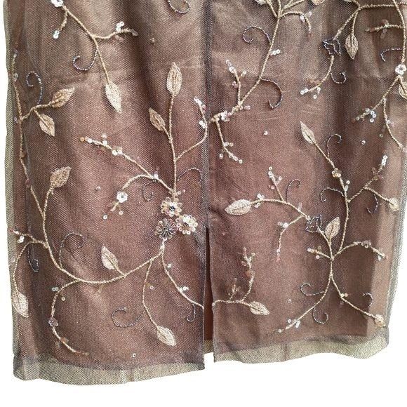 Vintage Vtg Rickie Freeman Skirt Formal Overlay Floral Beaded Embroi Size 28" / US 6 / IT 42 - 10 Thumbnail