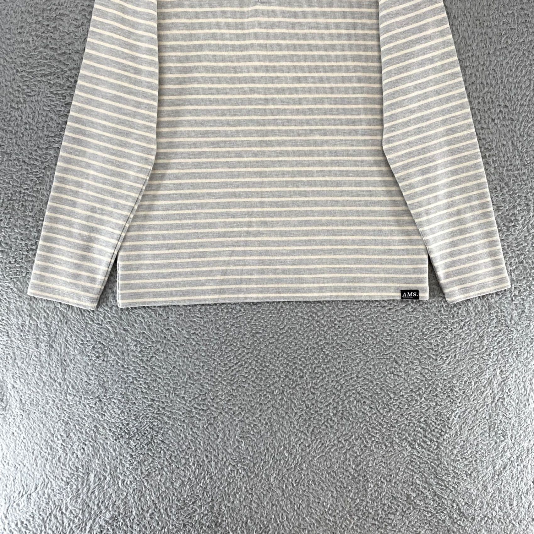 Scotch & Soda Scotch & Soda Shirt Mens XL Henley Gray White Striped Long Sleeve Pullover Top Size US XL / EU 56 / 4 - 3 Thumbnail