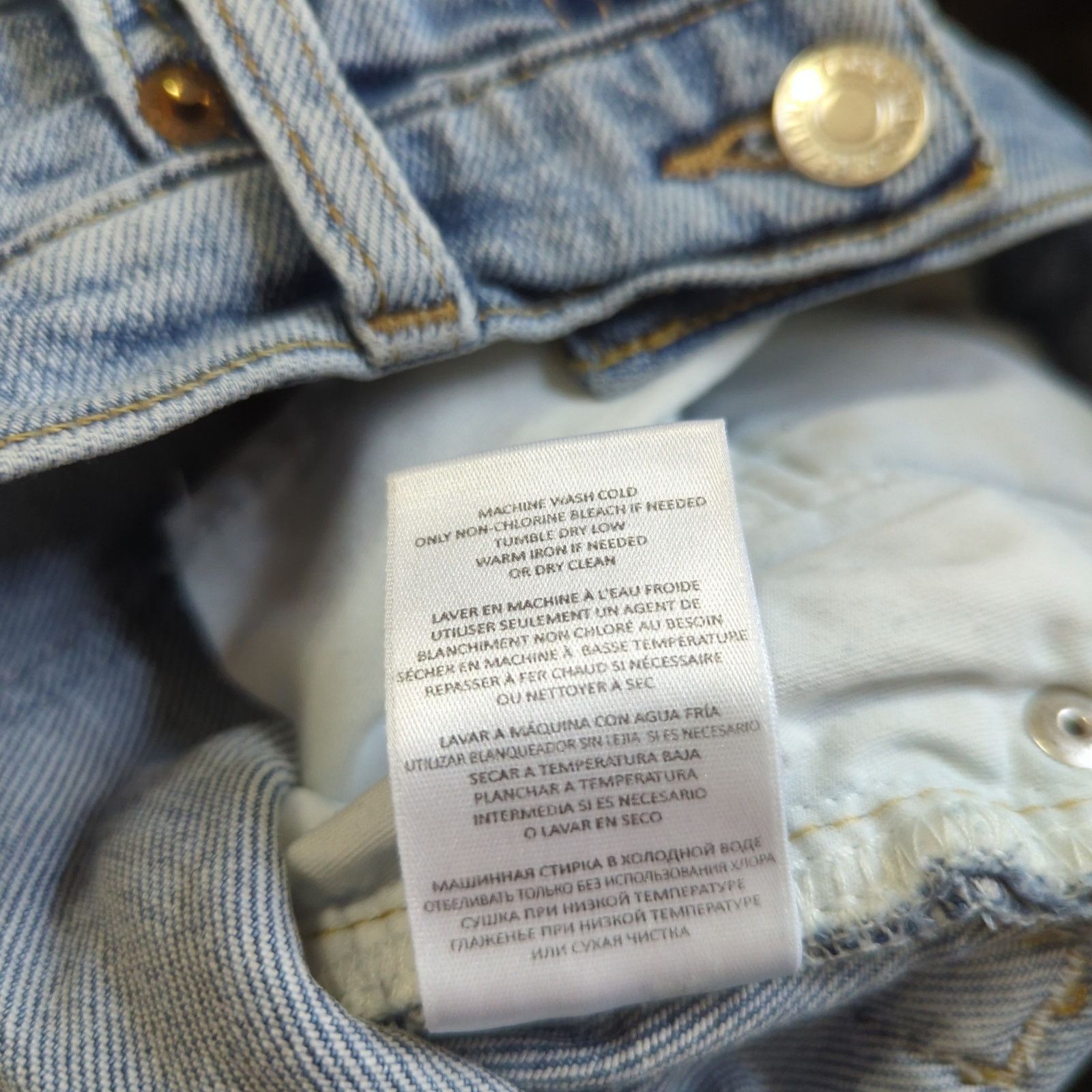 RE/DONE RE/DONE 90s High Rise Ankle Crop Distressed Button Fly Jeans Size 29" - 9 Thumbnail