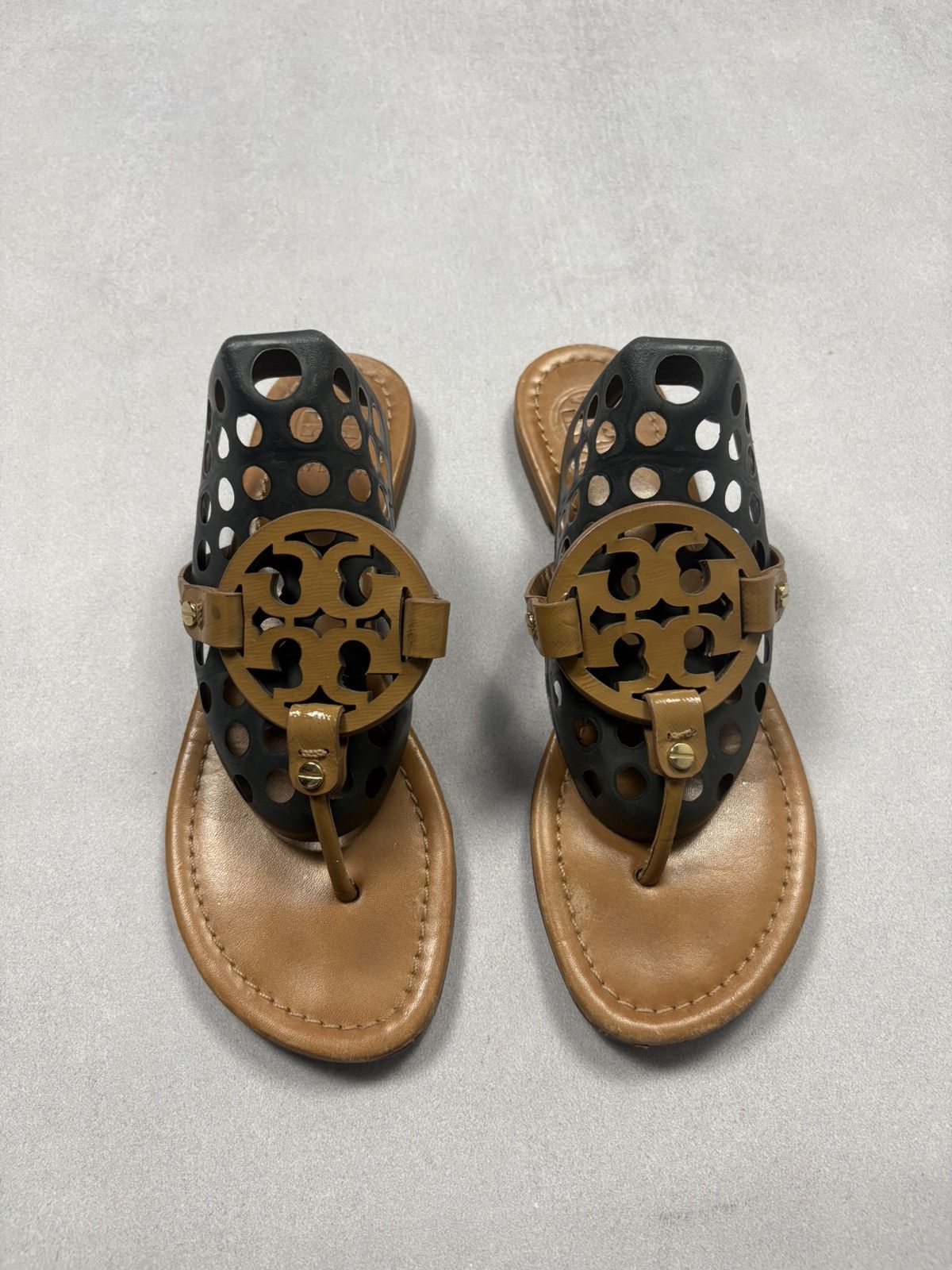 Tory Burch Tory Burch Miller Logo Sandals Brown Leather Thong Flats 8.5 Size US 8.5 / IT 38.5 - 2 Thumbnail