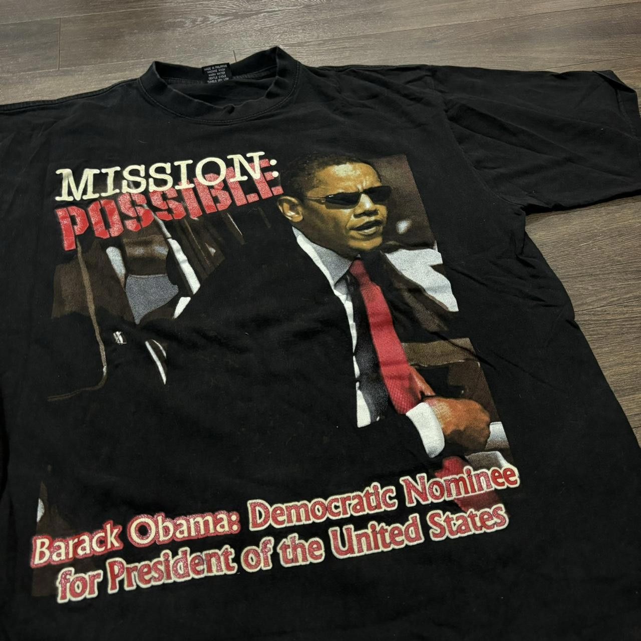 Designer Vintage Barack Obama Mission Possible T Shirt 00s XL Size US XL / EU 56 / 4 - 1 Thumbnail