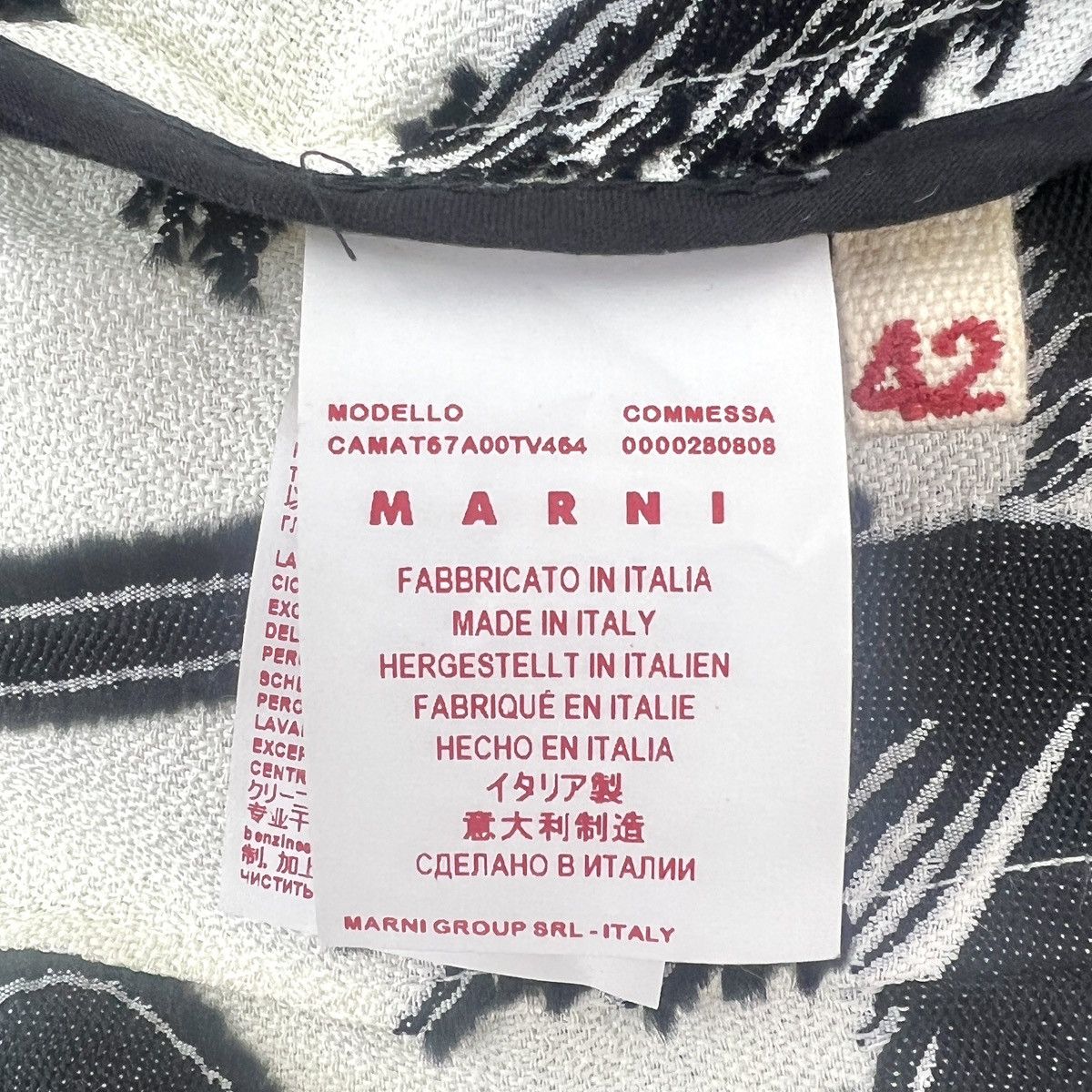 Marni MARNI White Palm Tree Printed Long Sleeve Dress K26WX Size M / US 6-8 / IT 42-44 - 6 Thumbnail