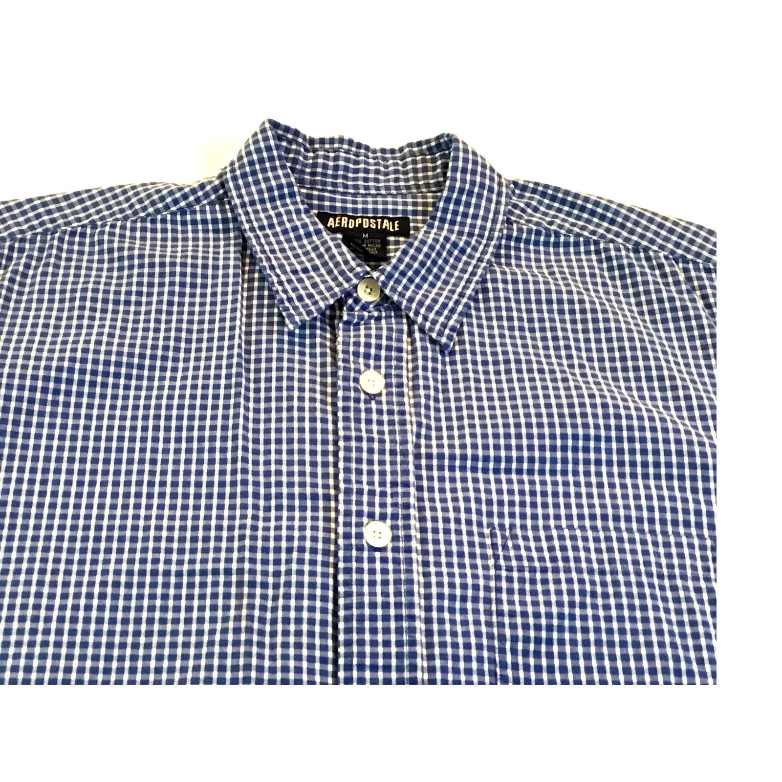 Aeropostale Aeropostale Blue White Check Short Sleeve Pocket Shirt Med Size US M / EU 48-50 / 2 - 2 Thumbnail