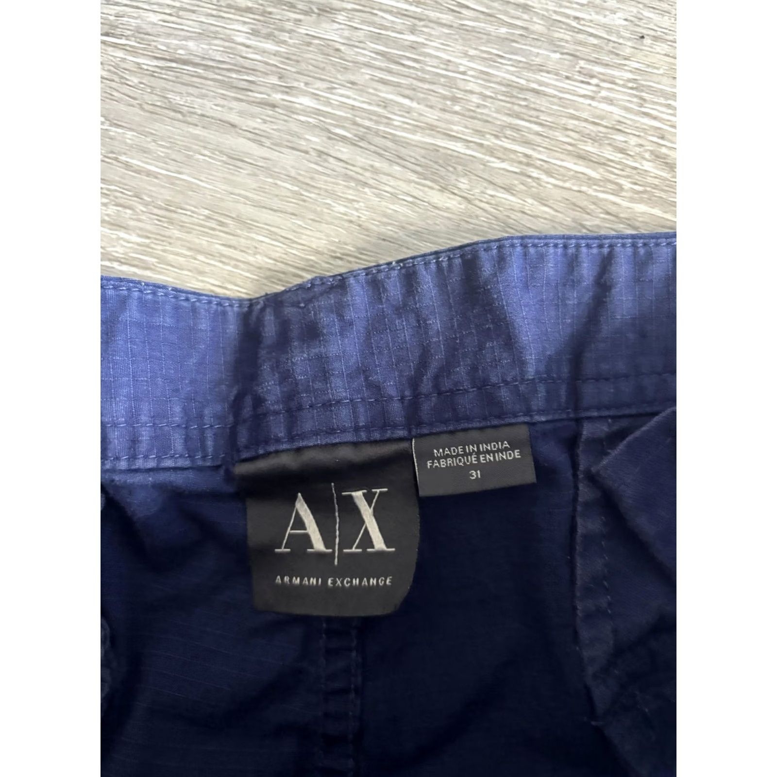 Armani Exchange Armani Exchange Cargo Shorts Mens 31 Blue Zip Pockets Casual Summer Canvas Cotton Relaxed Front Flat Front Pockets Size US 31 - 3 Thumbnail