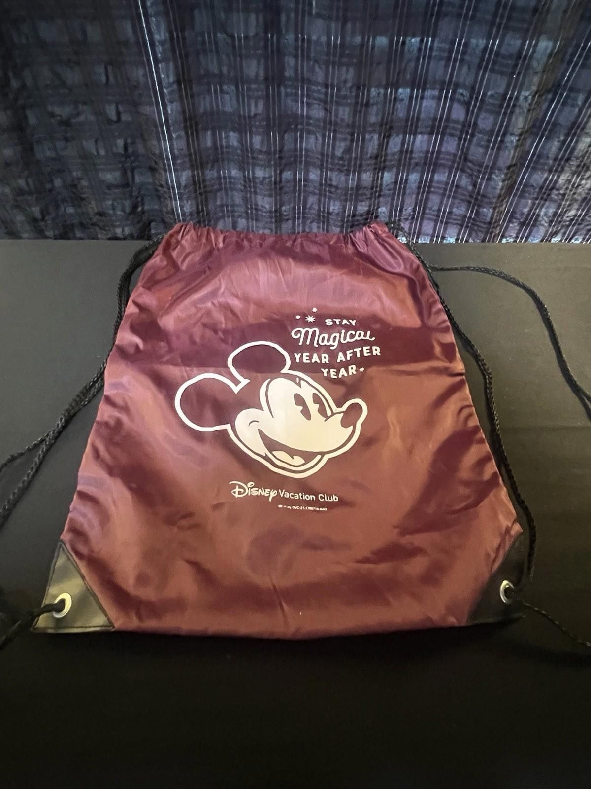 Disney Mickey Vacation Club Drawstring Bag Maroon Disney Parks Size ONE SIZE - 1 Thumbnail