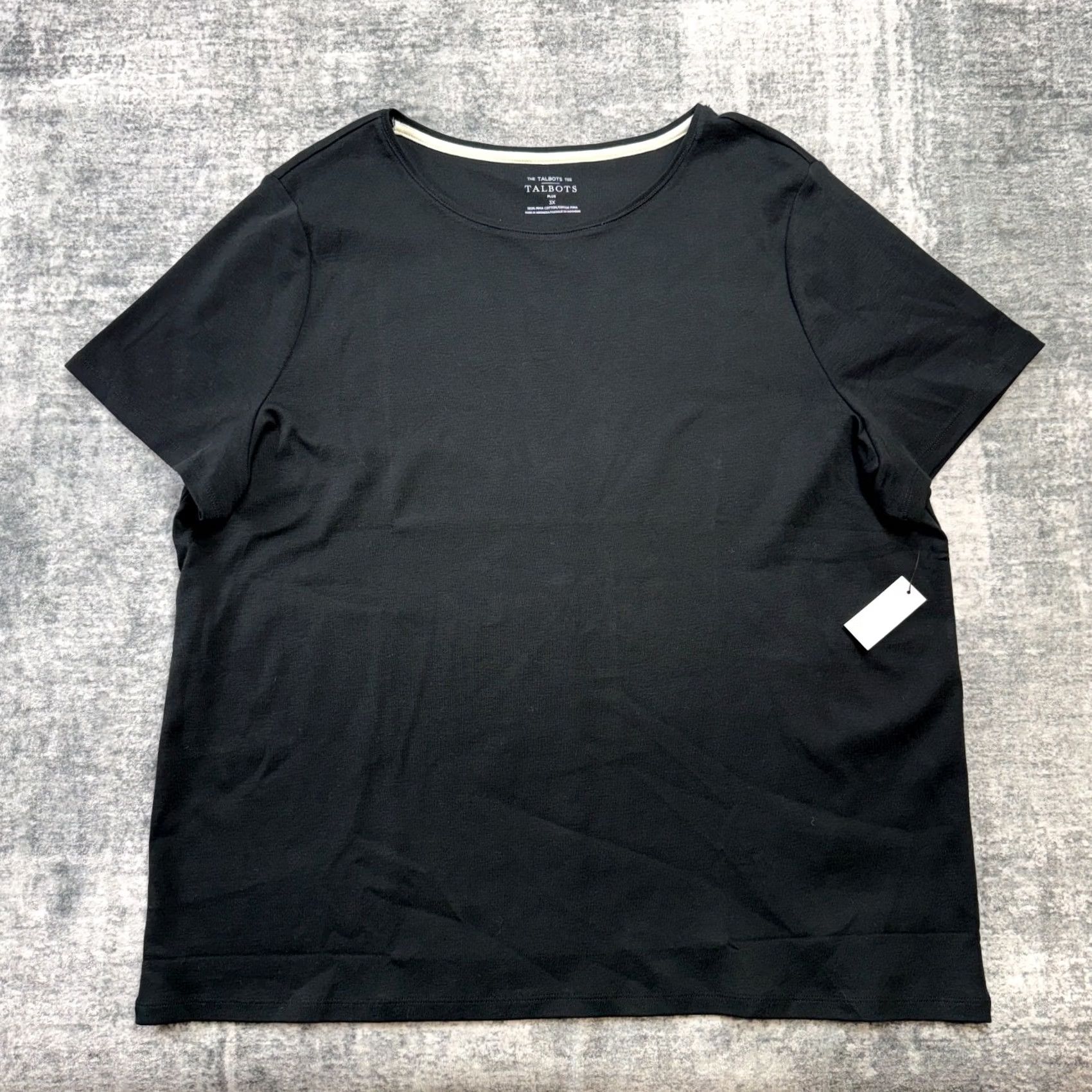 Talbots Talbots Tee Shirt Womens 3X Plus Black Short Sleeve Pima Cotton T-Shirt Minimal Size XXL / US 16-18 / IT 52-54 - 2 Thumbnail