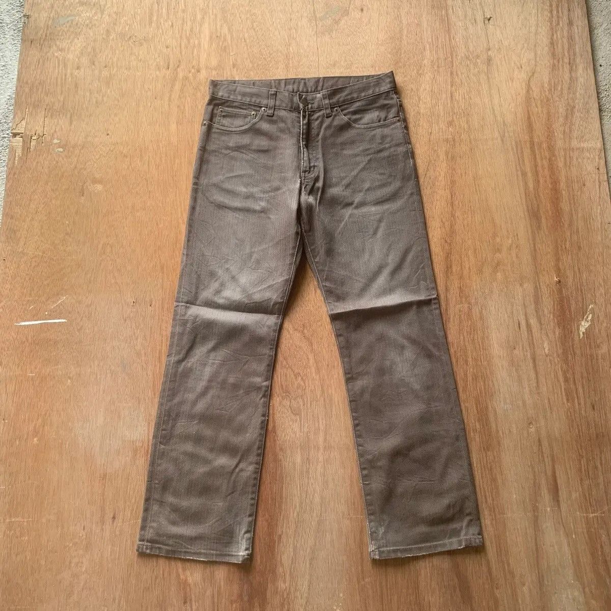 image of Archival Clothing x Herringbone takeo Kikuchi Tokyo Japan Jean Ripstop Hbt Faded Pants in Brown (Si