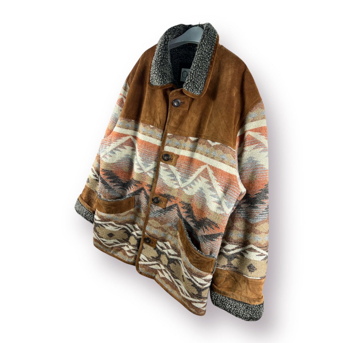 Other 🔥 Leather Part Itali navajo/native design Wool heavy Jacket Size US M / EU 48-50 / 2 - 2 Thumbnail