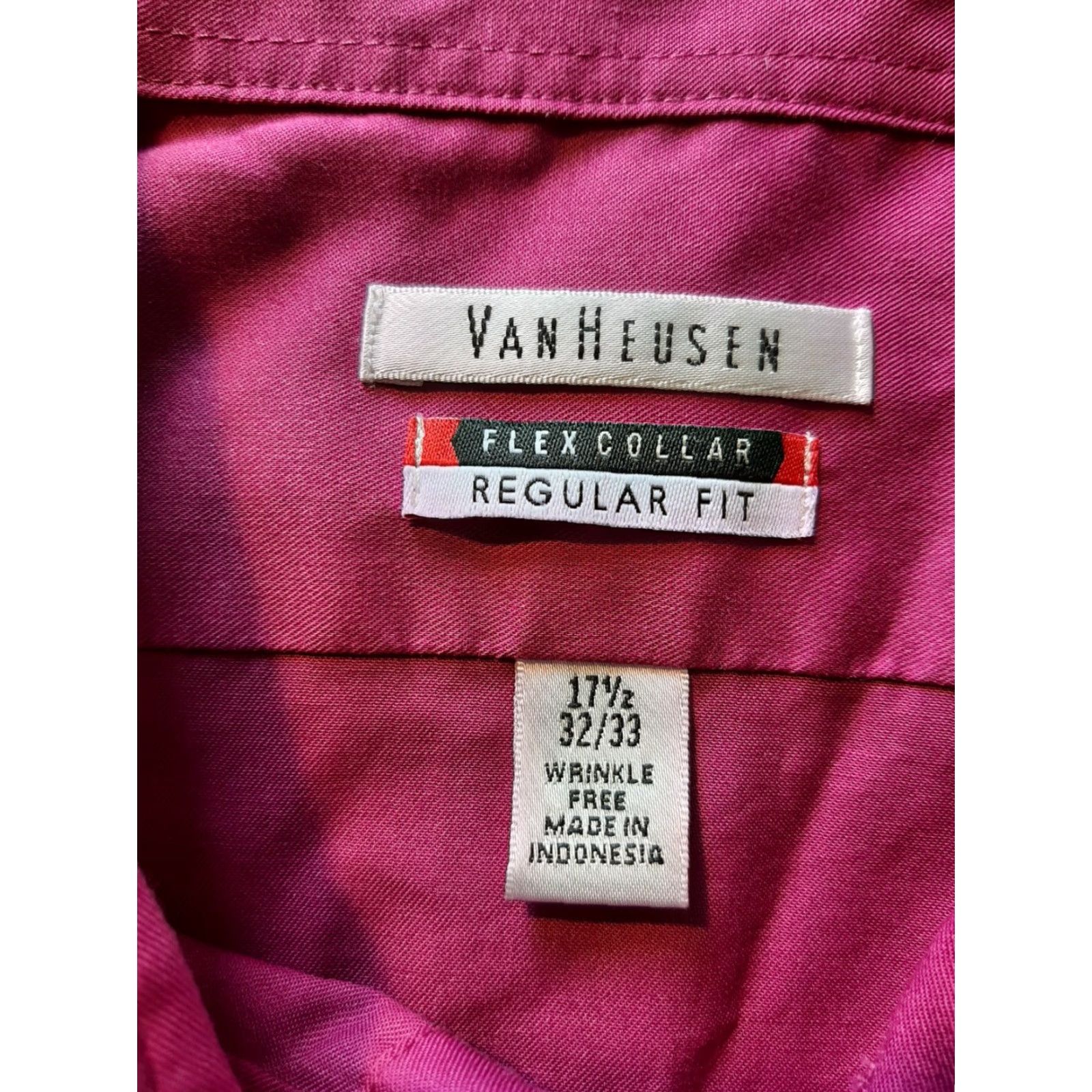 Van Heusen VINTAGE? Van Heusen Mens Button Front Shirt Purple Long Sleeve 17 1/2 32/33 Regular Fit Size US XL / EU 56 / 4 - 5 Thumbnail
